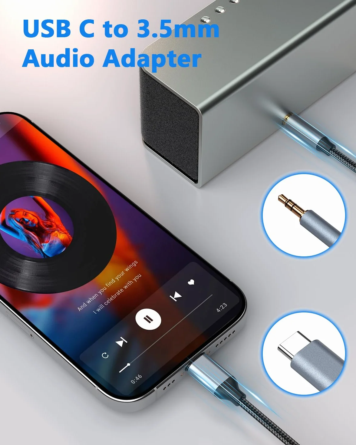 Cable Jack USB C a AUX 3,5 mm Nylon para iPhone 17 16 15 Samsung Galaxy S24 S23 S22 Adaptador Audio Estéreo