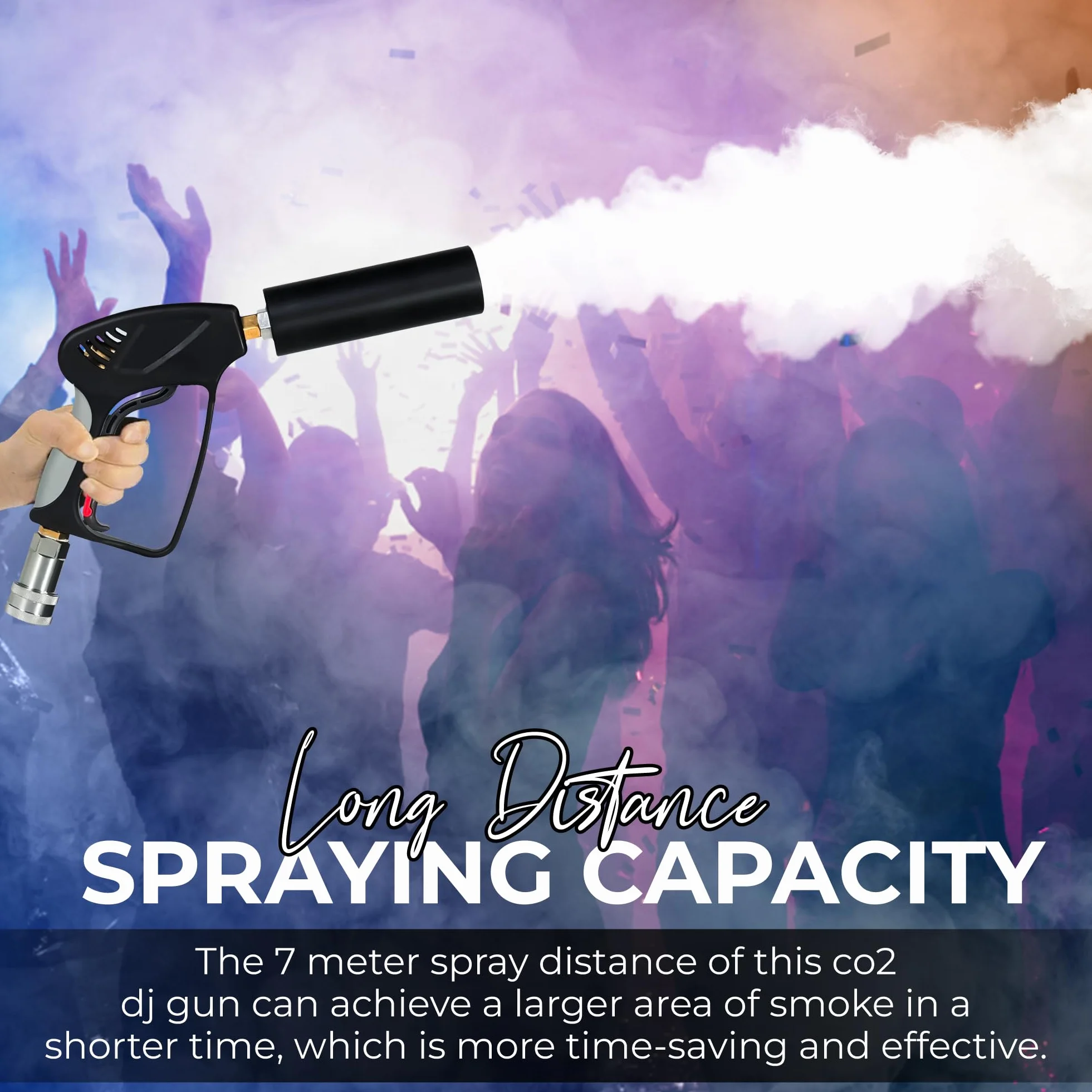 Pistola de fiesta de CO2 con alcance de 6 m, cable de 3 m + tubo de salida sin escarcha, pistola de CO2 de alta calidad, adecuada para DJ Club Stage, máquina de chorro (minipistola)