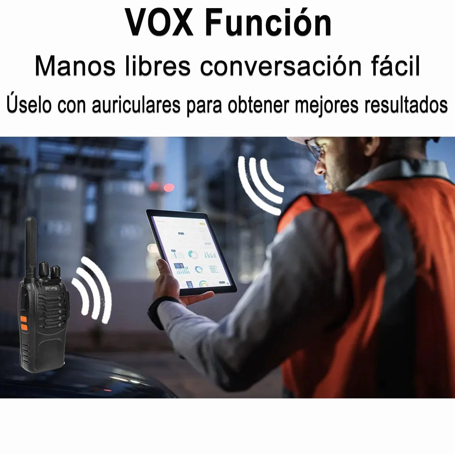Walkie Talkie PMR446 Licencia Libre Pofung PT88E Radio Comunicador, 16 Canales Walkis Profecionales 1500mAh Walkie Talkie Largo Alcance Radio Portátil,para Adultos Senderismo (Negro, 4 Piezas)