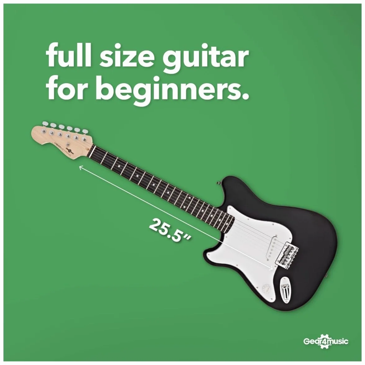 VISIONSTRING Left Handed Electric Guitarra and Amp Starter Kit 4/4 Full Size Guitarra para principiantes Negro