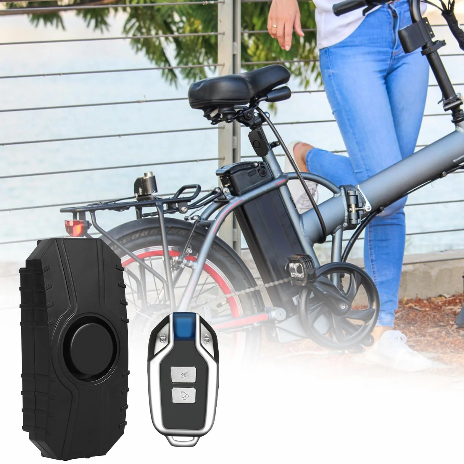 Alarma de bicicleta, alarma inalámbrica para motocicleta, alarma de bicicleta con mando a distancia, sensor de movimiento de vibración de seguridad, sistema de alarma para bicicleta, 113 dB,