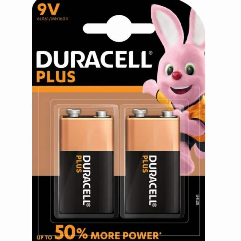 Duracell Plus - Pilas 9 V/6LR61 (Paquete de 2)