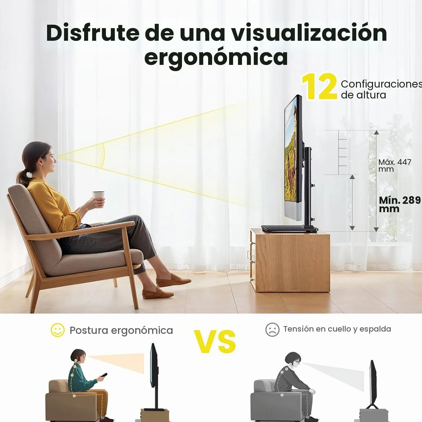 Soporte Giratorio Universal para TV LCD LED OLED 24-60 Pulgadas, Altura Ajustable, 45kg, VESA 400x400 mm