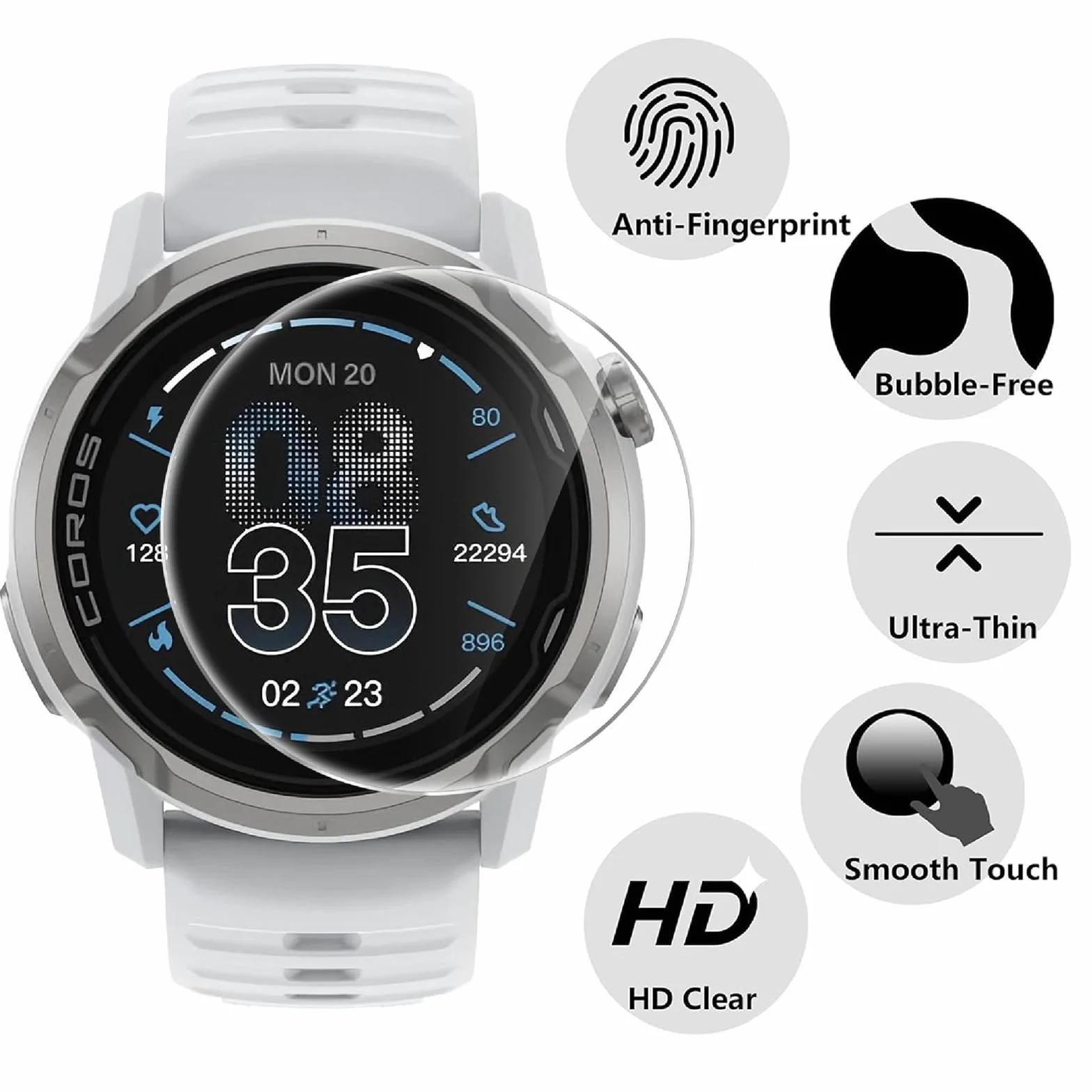 Protector de Pantalla COROS Apex 4 46mm, 4 Unidades HD Vidrio Templado Cobertura Completa Capa Oleófoba Transparente