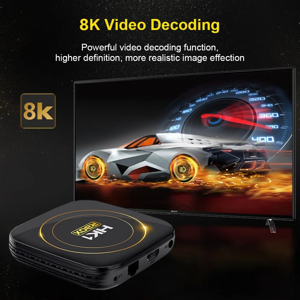 HK1 RBOX Android 12.0 TV Box 4GB RAM 64GB ROM H618 Quad-Core 64-bit WiFi 2.4/5.8GHz BT 4.0 8K H265
