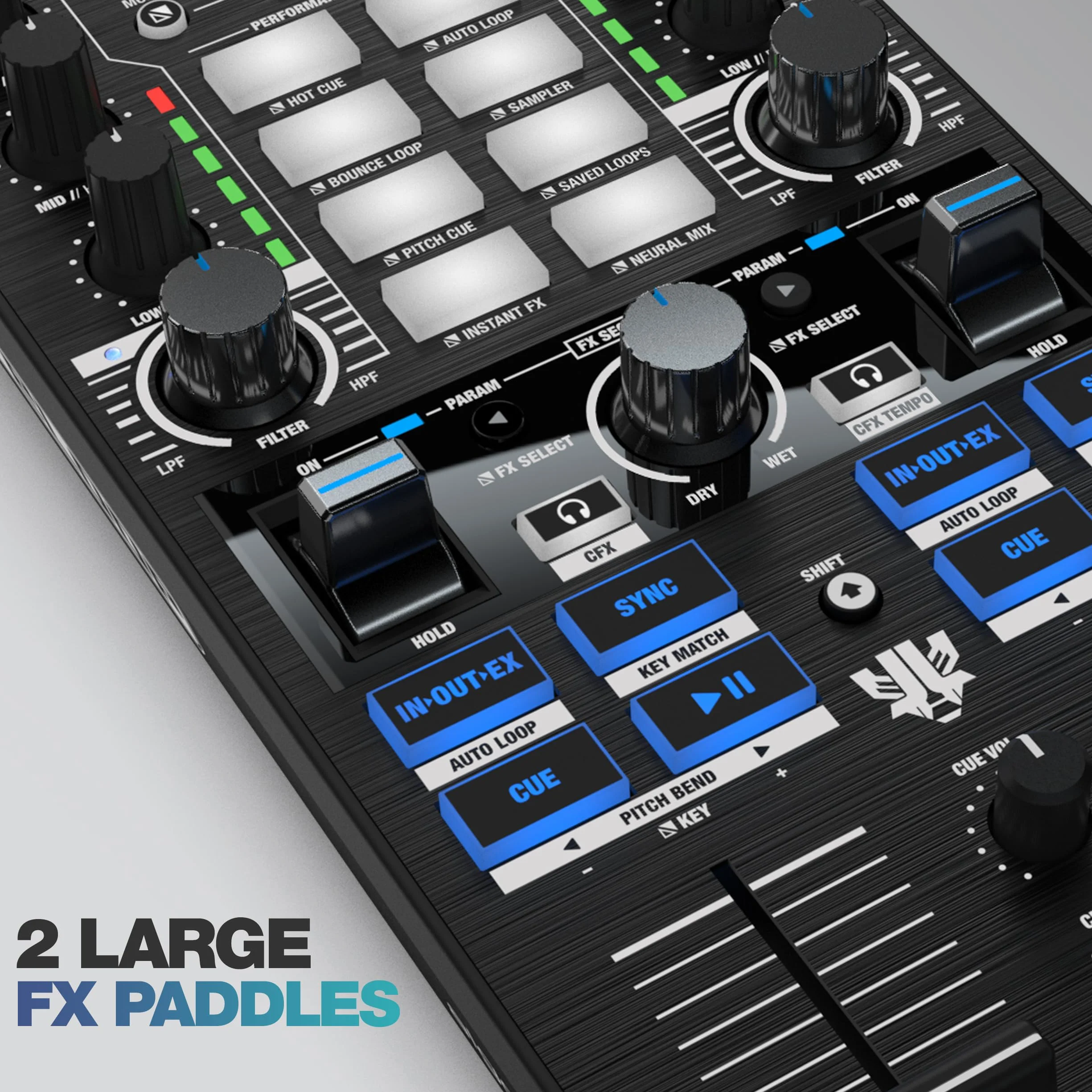 Reloop Mixtour Pro - Controlador de DJ ultraportátil todo en uno de 4 decks para Algoriddim djay Pro