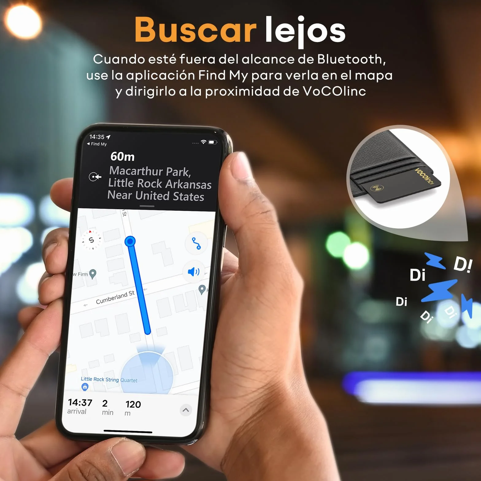 VOCOlinc Wallet Tracker Card Delgado 1.6mm, Smart Tracker Localizador Compatible con Apple Buscar App (Solo iOS, NO para Android), Buscador de Objetos para Cartera, Maletas, Pasaporte, Negro