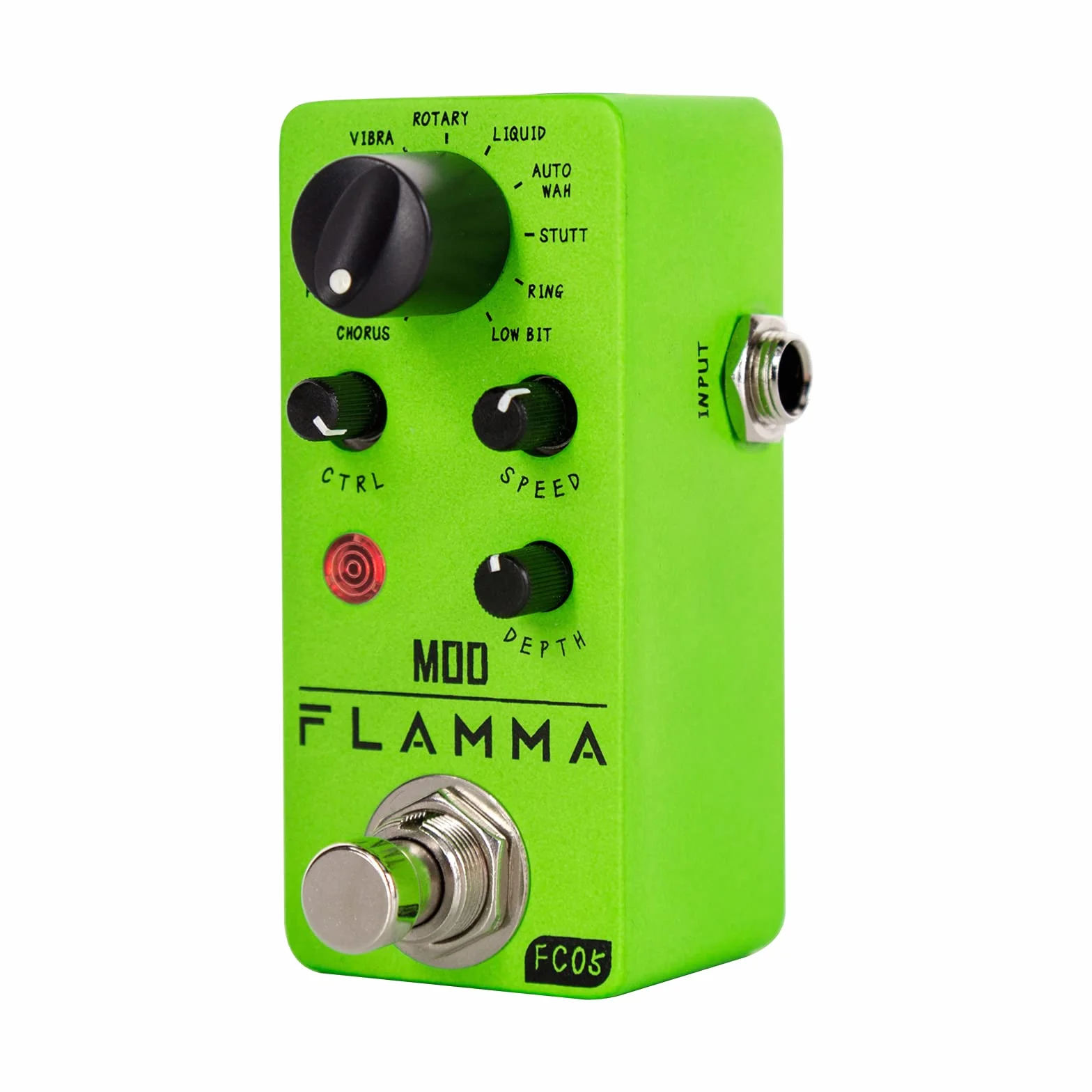 FLAMMA FC05 - Mini pedal de modulación con coro Flanger Trémolo Phaser Vibrato Rotary Liquid Autowah Stutter Ring LowBit