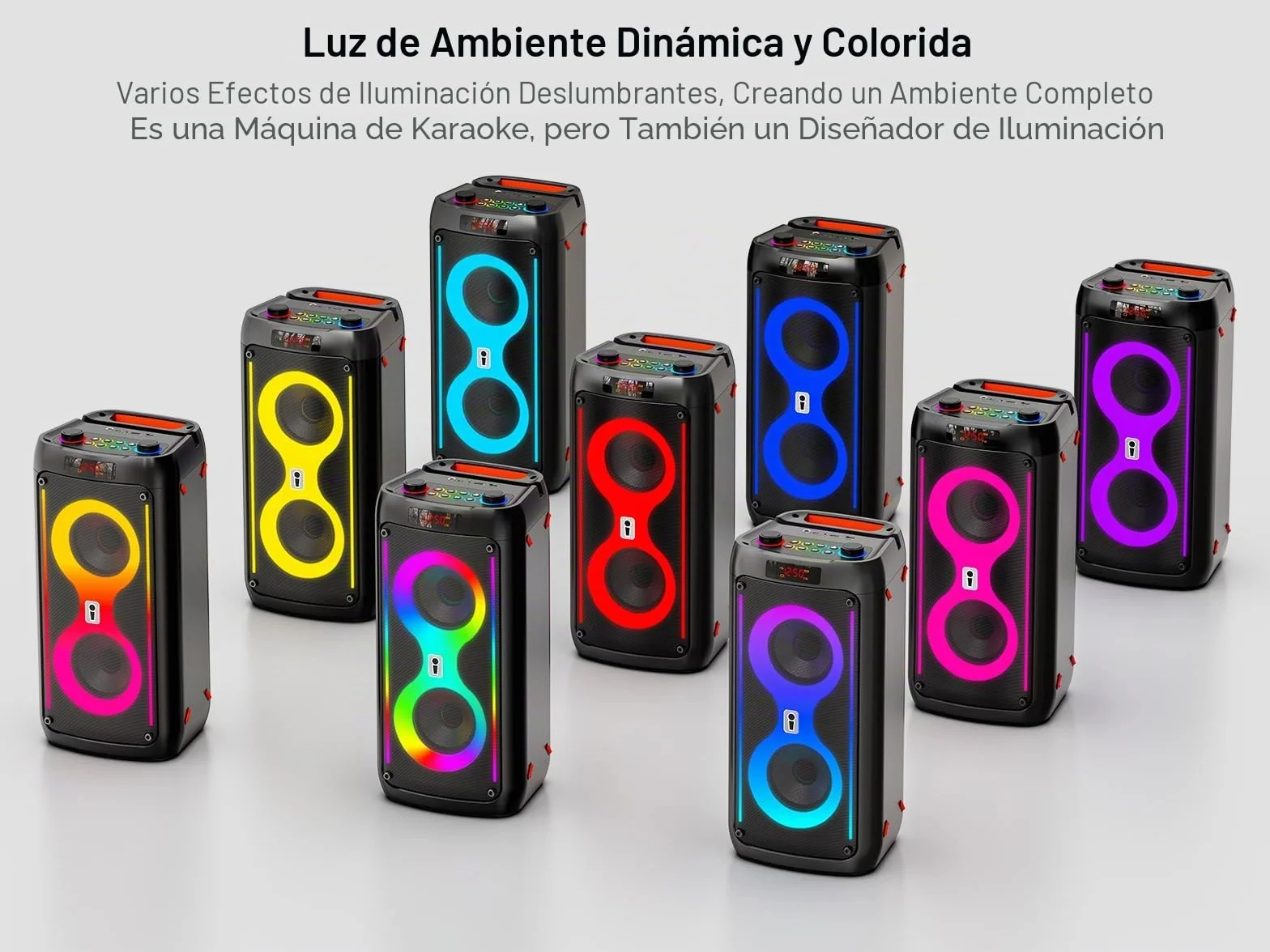 Máquina de Karaoke para Adultos, Altavoz Bluetooth Portátil con 2 Micrófonos inalámbricos, Sistema PA con Iuces de Discoteca para Fiestas Grandes, al Aire Libre, soporta USB/TF/Rec/AUX