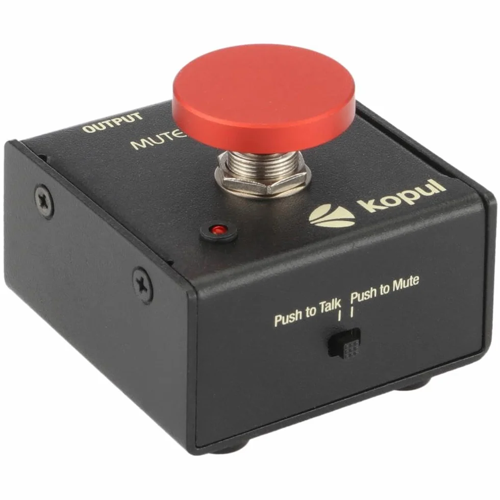 Momentary Microphone Mute/Talk Button – Push-to-Talk or Push-to-Mute, LED Indicator,XLR in/out, Desktop or Footswitch Use, for Dynamic & Condenser Mics for Podcast, Online Meetings, Live Events