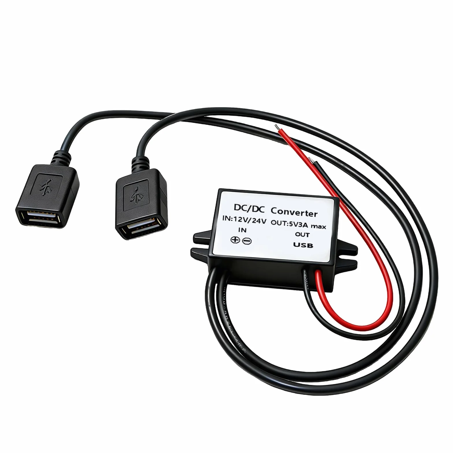 Convertidor DC 12V a 5V 3A, Módulo Convertidor con Doble Puerto USB, Adaptador Reductor de Voltaje para Coche, Barco y Panel Solar, Convertidor USB para Cargar Teléfonos GPS Radio Audio Monitor