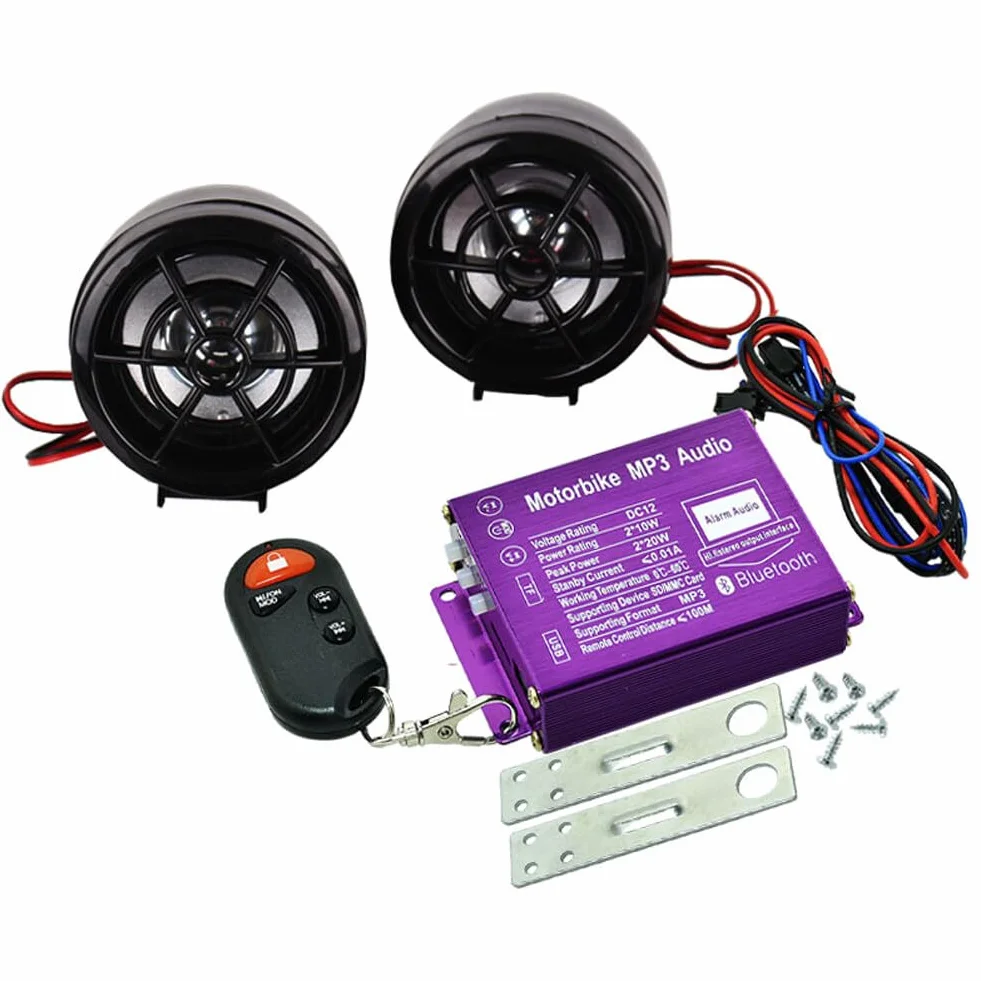 Control Remoto Motorycle De Alarma Bluetooth Con Aproximidad Mp3 Radio Altavoz Amplificador Antiblo