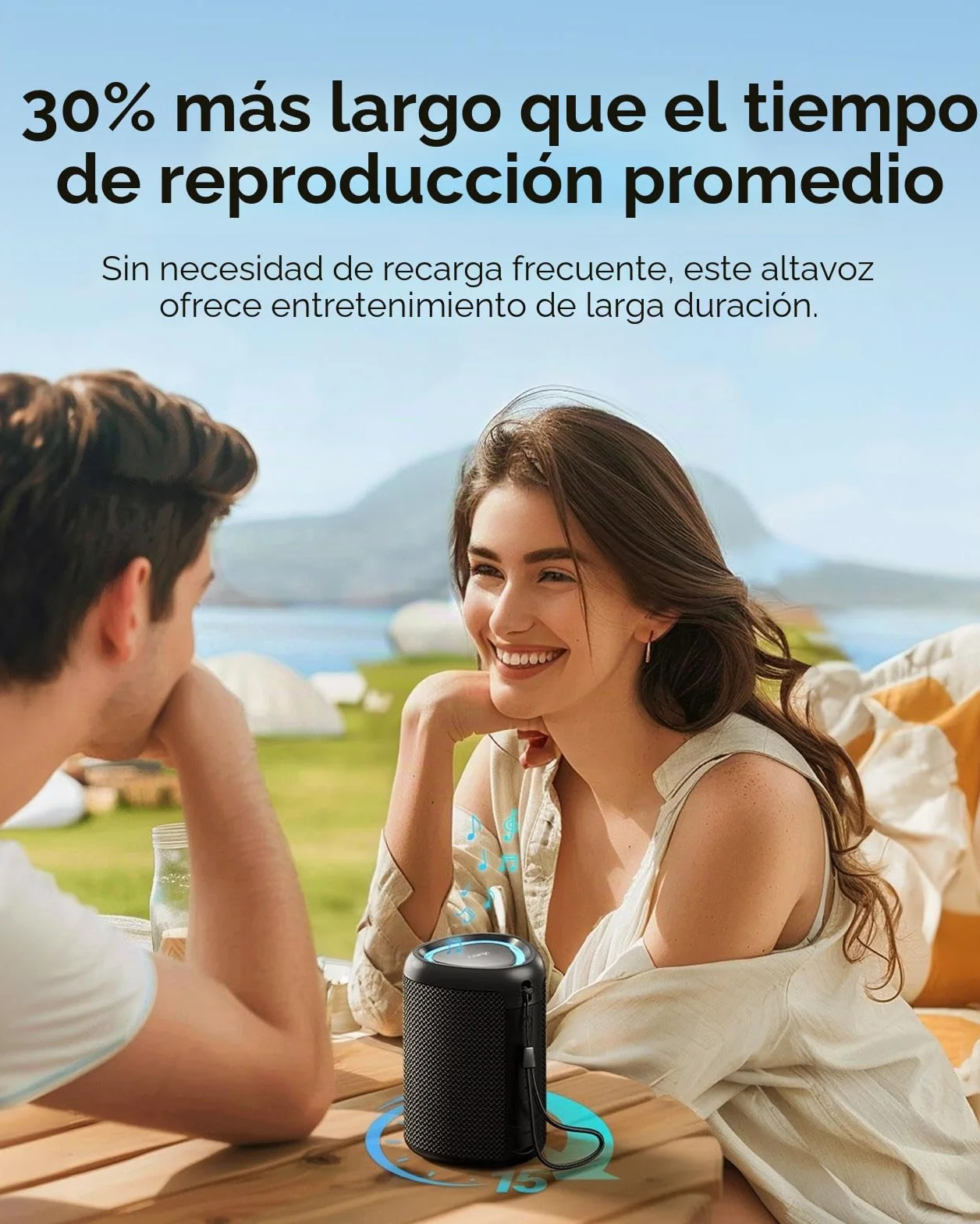 AY Altavoz Bluetooth Portátil con Luces, Impermeable IPX5, Parlante Estéreo, Entrada AUX&TF-Card, Autonomía de 24H, Altavoz Inalámbrico Bluetooth 5.3 Compacto para Camping,Viajes, Aire Libre
