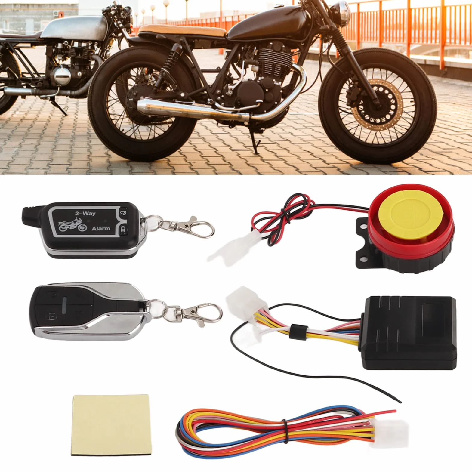 de Alarma Bidireccional para Motocicleta, Yosoo de Alarma Bidireccional para Motocicleta Alerta de Sonido de Vibración Control Remoto LCD Antirrobo Robo Ahorro de Energía