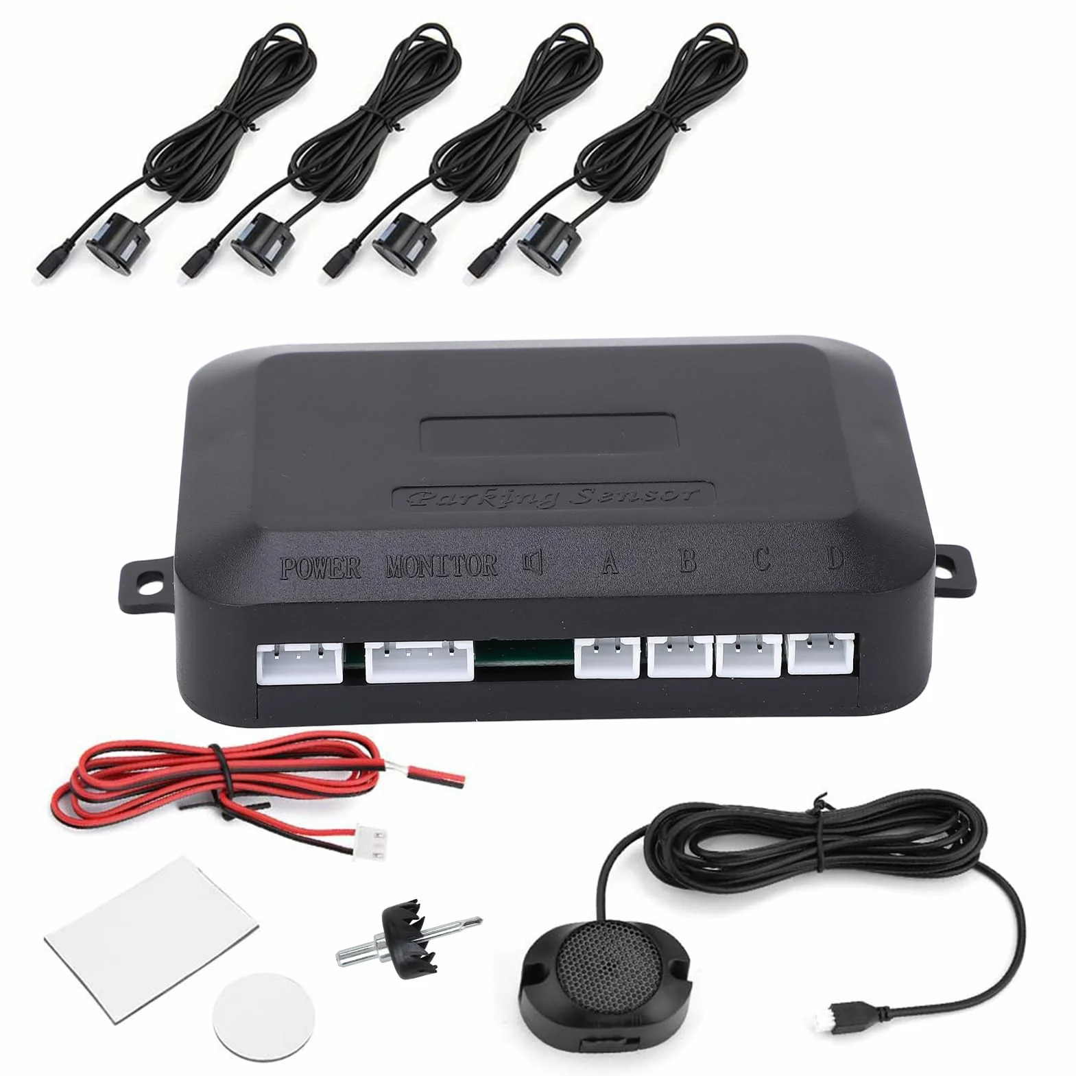 VOBOR Kit de Sensor de Aparcamiento Coche, Sensores Aparcamiento Coche de 12 V, Kit de Alarma de Audio de Marcha Atrás