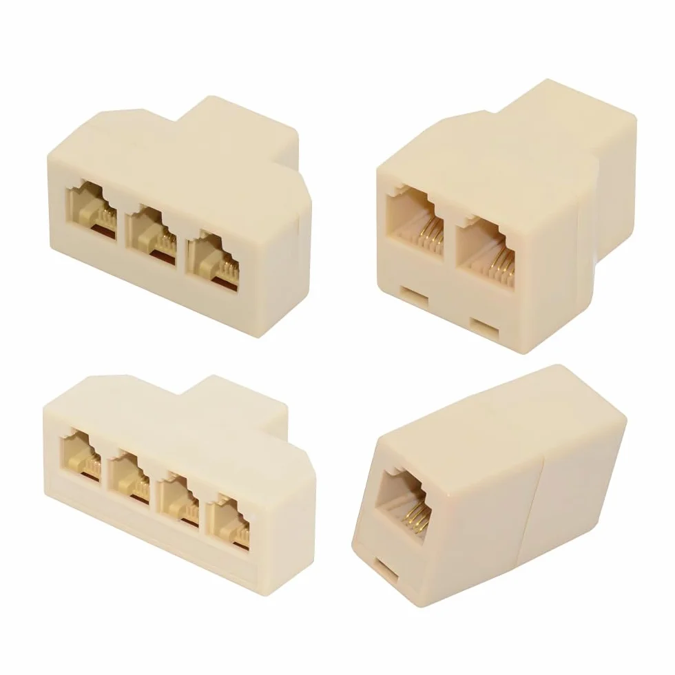 Cablecc 4 Adaptadores Divisores de Teléfono 6P4C RJ11 RJ12 1 Entrada 2 Salidas 1 a 4 Vías