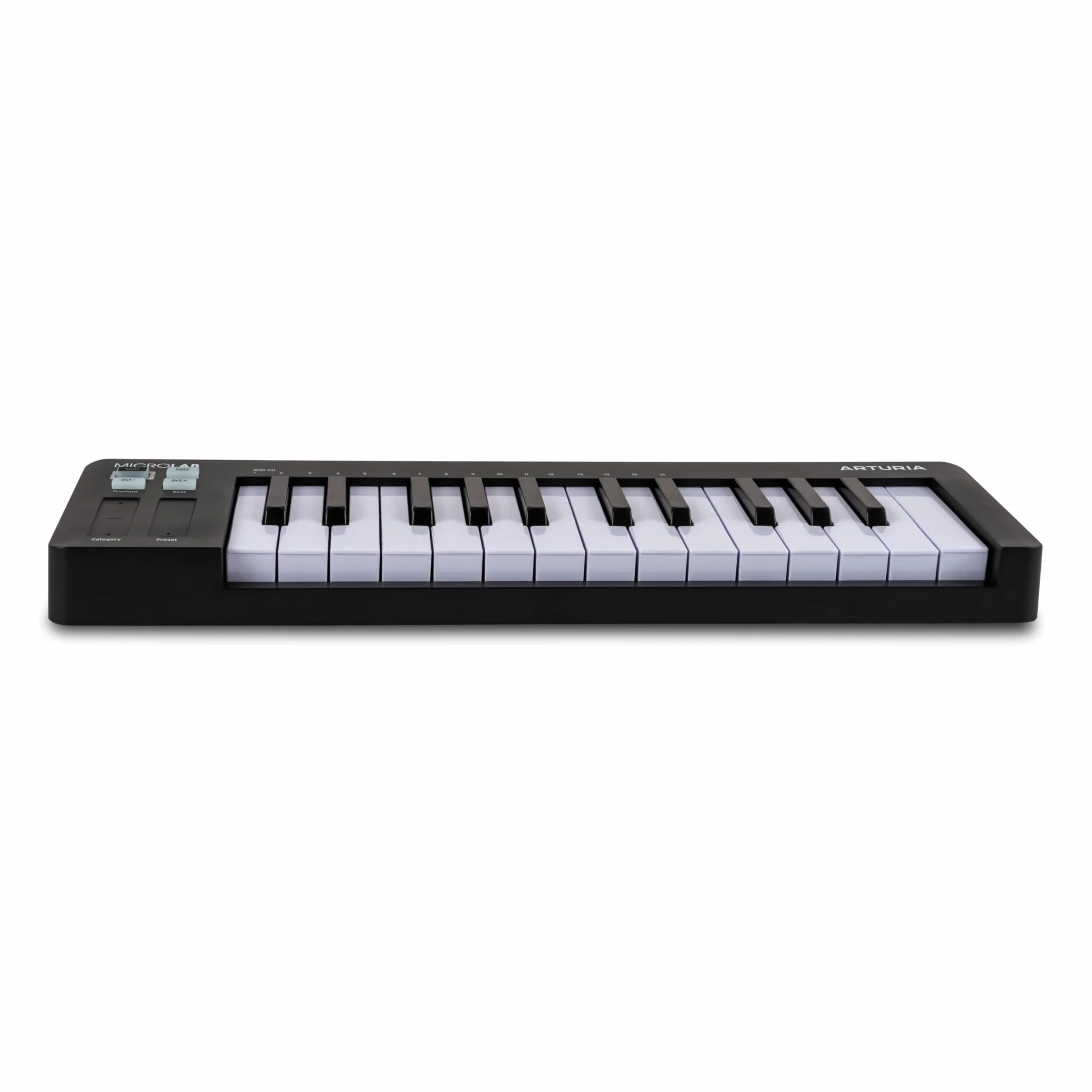 Arturia MicroLab MK3 - Teclado compacto de 25 teclas sensible a la velocidad para controlador MIDI, Bandas táctiles dobles, Modo Acordes, Entrada pedal sustain - Negro