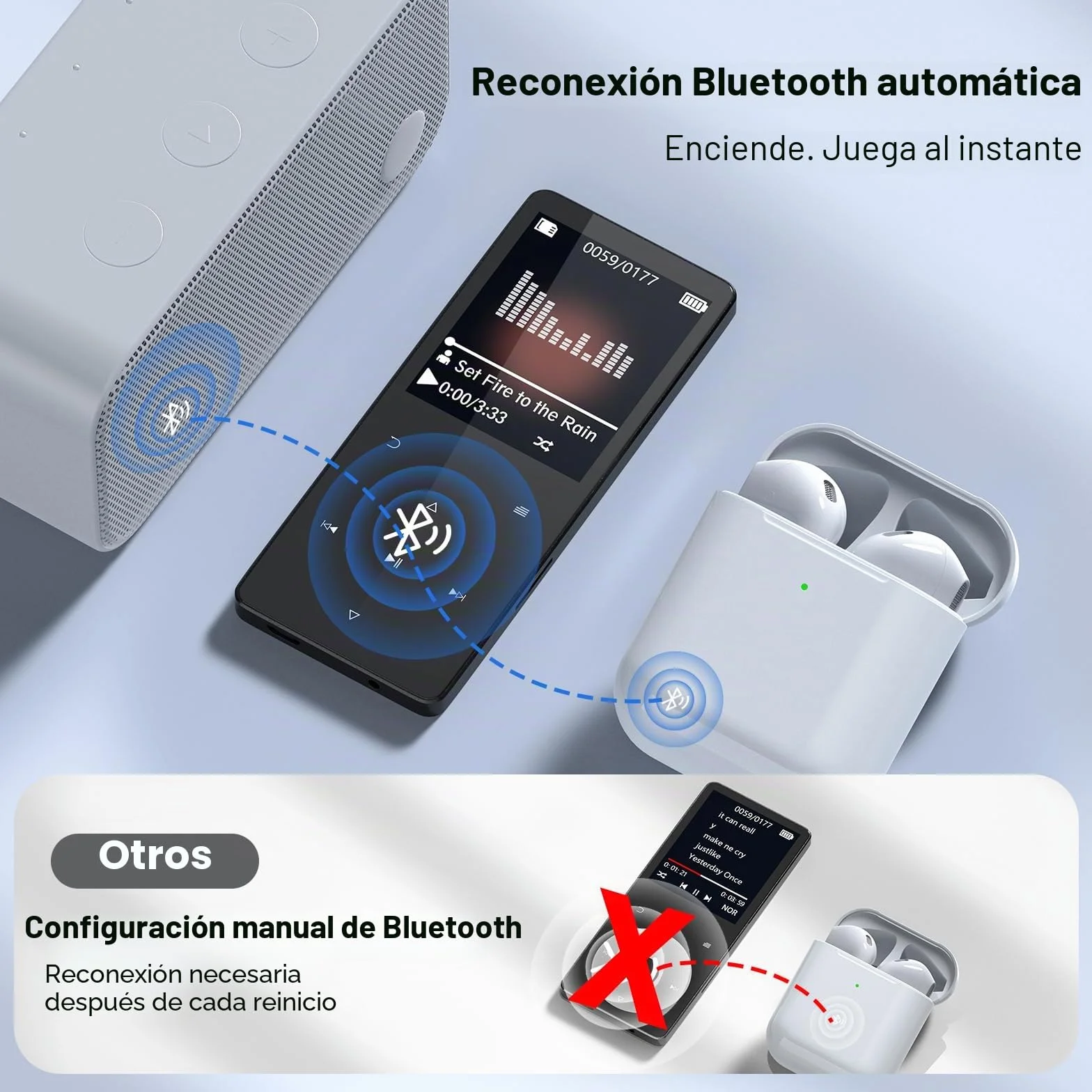 Reproductor MP3 de 64 GB con Bluetooth 5.3, Reproductor de música portátil con Altavoz Integrado, Lector de Audio Digital para Deportes con Dictado, Radio FM, Compatible con Tarjetas de Memoria de