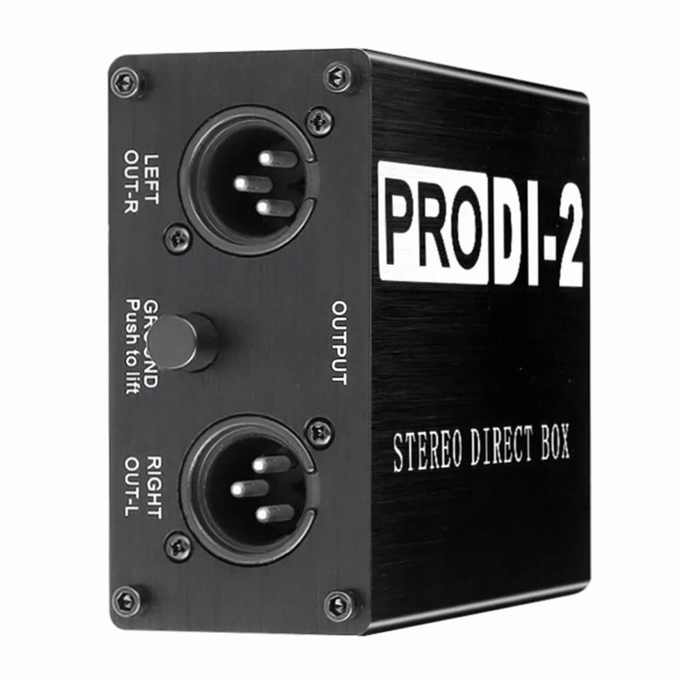 ProDI-2 Caja Directa EstéReo Pasiva Caja DI de Audio Caja de InyeccióN Directa Bajo Ruido Guitarra Bajo DI Convertidor de Audio de 2 Canales