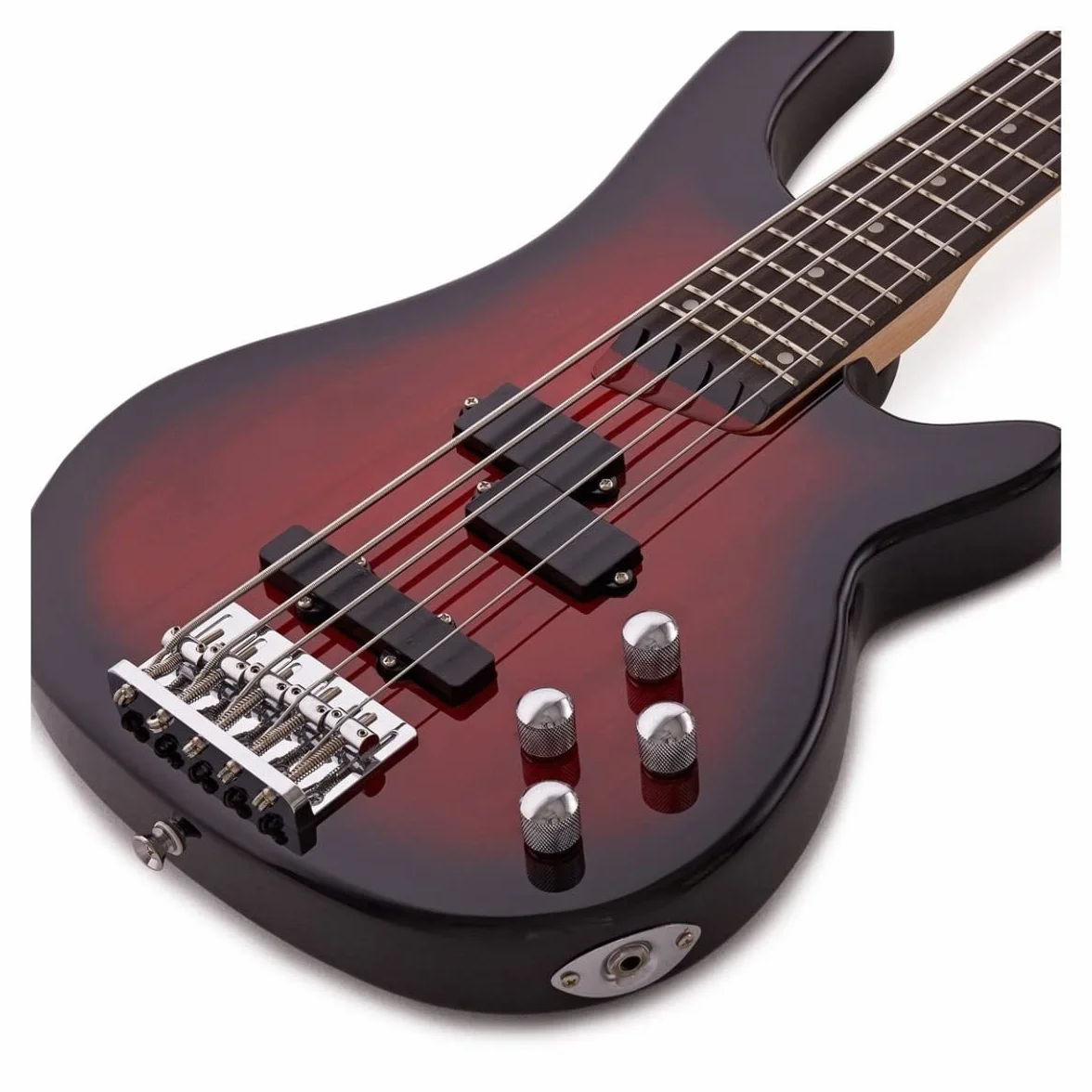 Gear4music Guitarra eléctrica Chicago de 5 cuerdas con accesorios Rojo