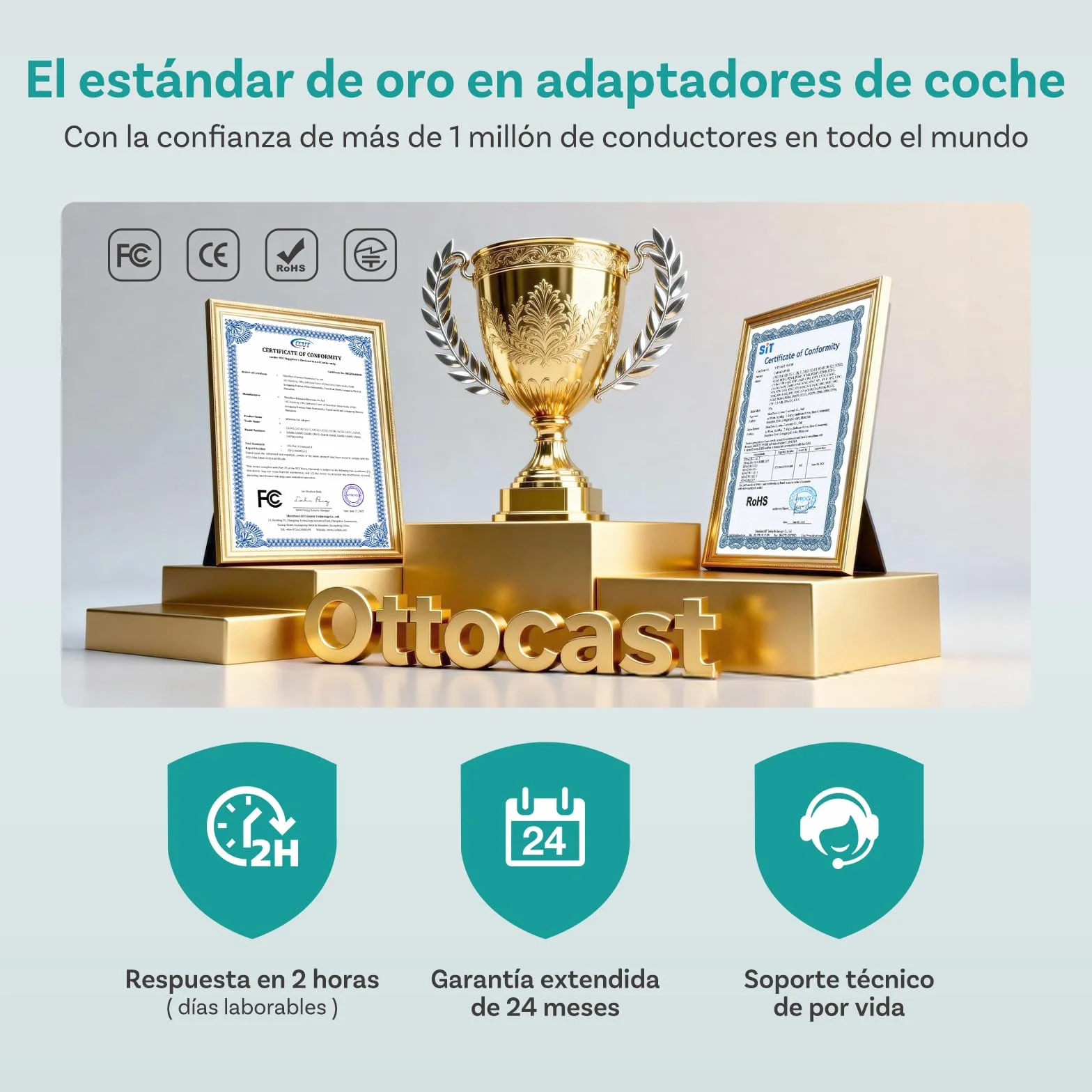 OTTOCAST Mini Nova, Adaptador 2 en 1 Inalámbrico CarPlay y Android Auto Mejorado 2026 para Teléfonos iOS y Android, Conexión Estable sin Retrasos, Compatible con Dos Teléfonos, Diseño Ultracompacto