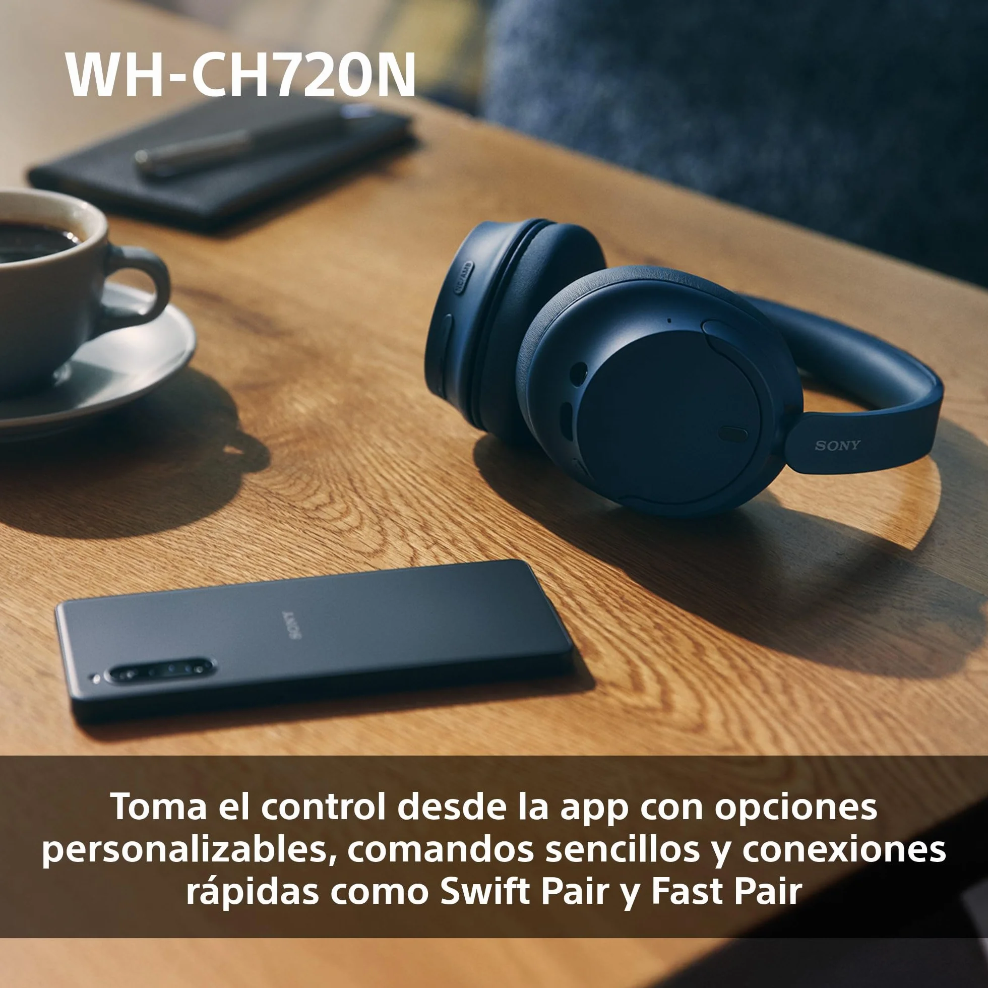 Sony WH-CH720N Auriculares Inalámbricos Bluetooth Noise Cancelling de Diadema, Sonido de , modo Sonido Ambiente, Diseño Ligero, hasta 35 horas de batería, iOS y Android - Negro