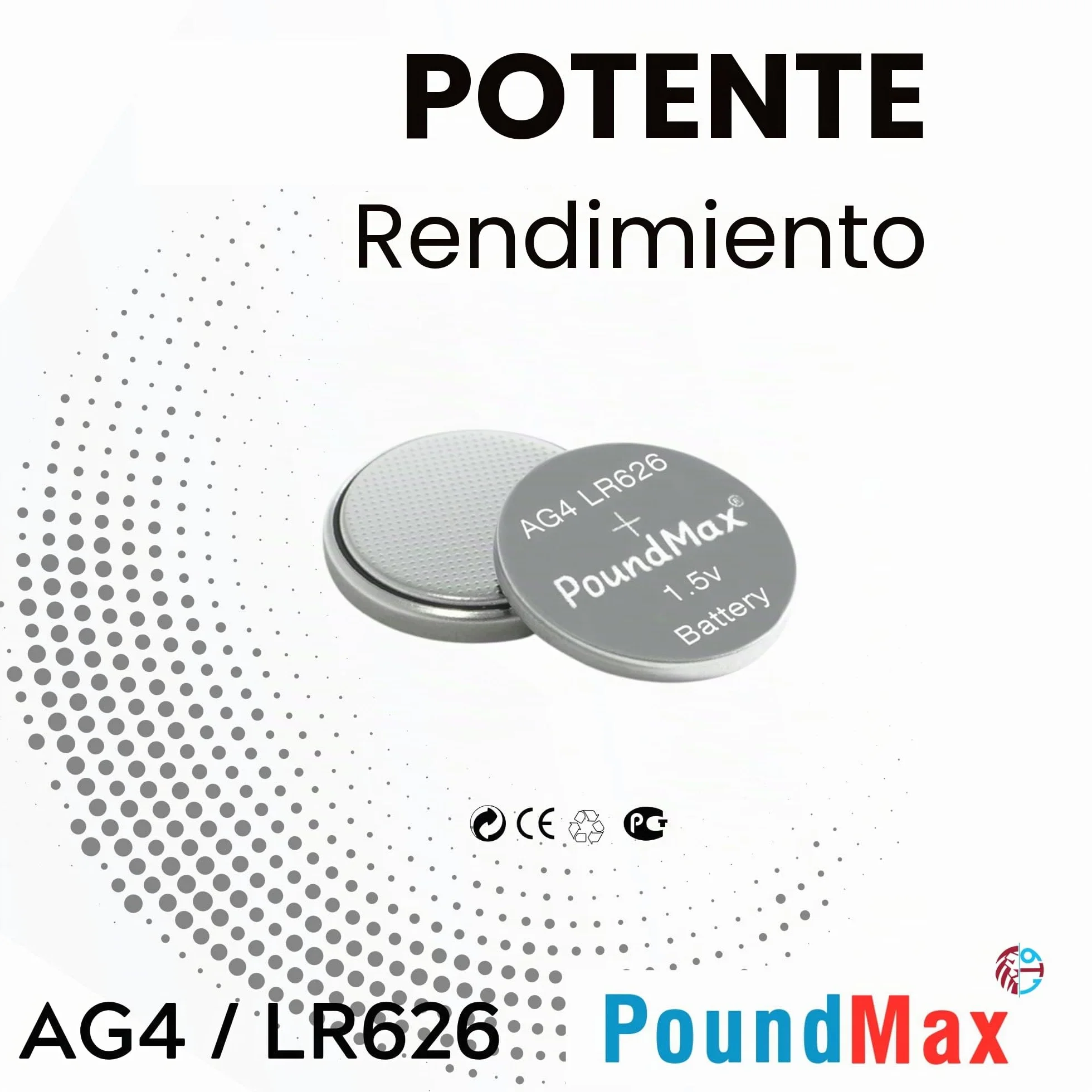 10 Pilas alcalinas AG4 376/377 LR66 SR626 SR626SW 1.5 V PoundMax