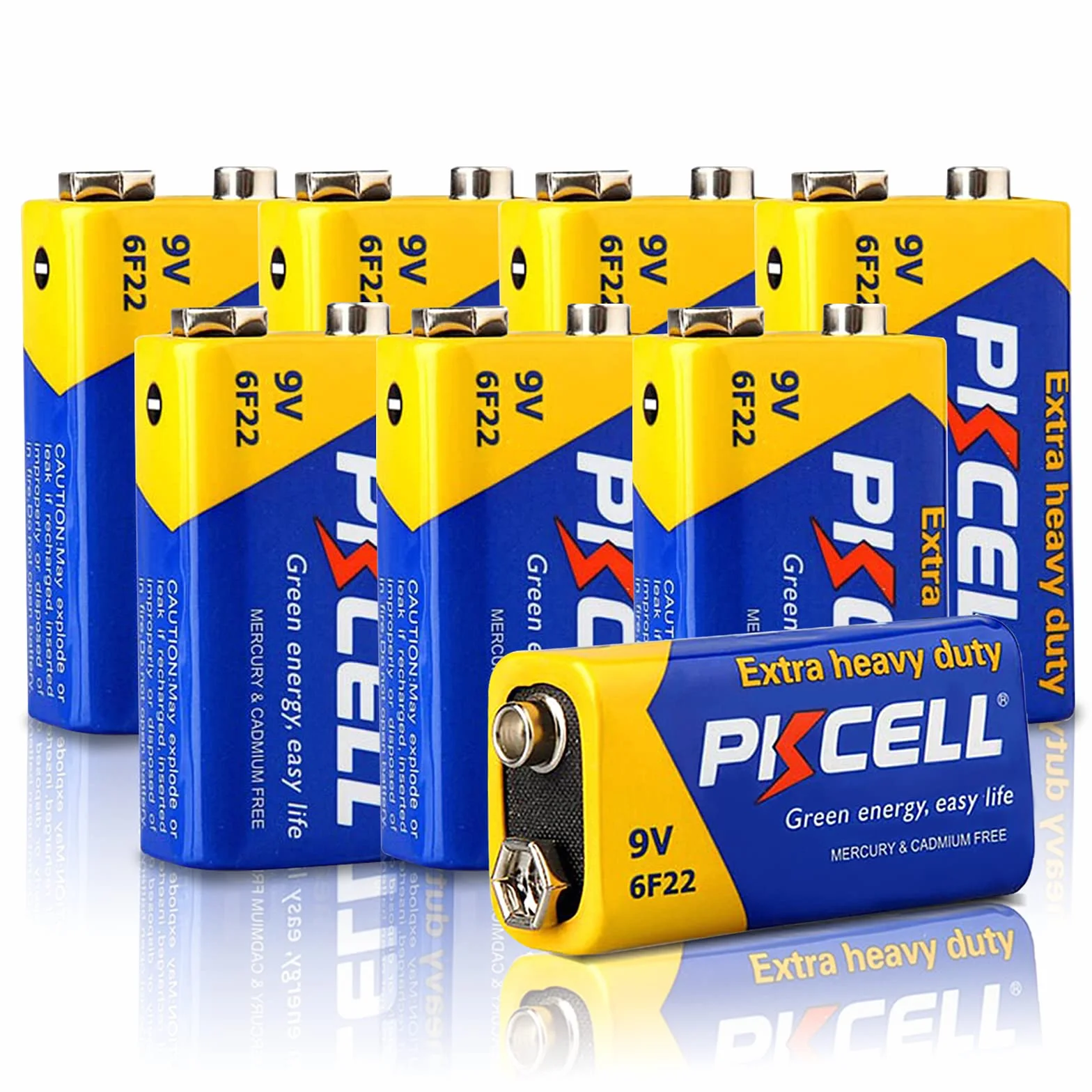 PKCELL 8 Pilas 9V 6F22 de Zinc-Carbono para Detectores de Humo, Multímetros – Ideales también para Mandos a Distancia y Juguetes Sencillos