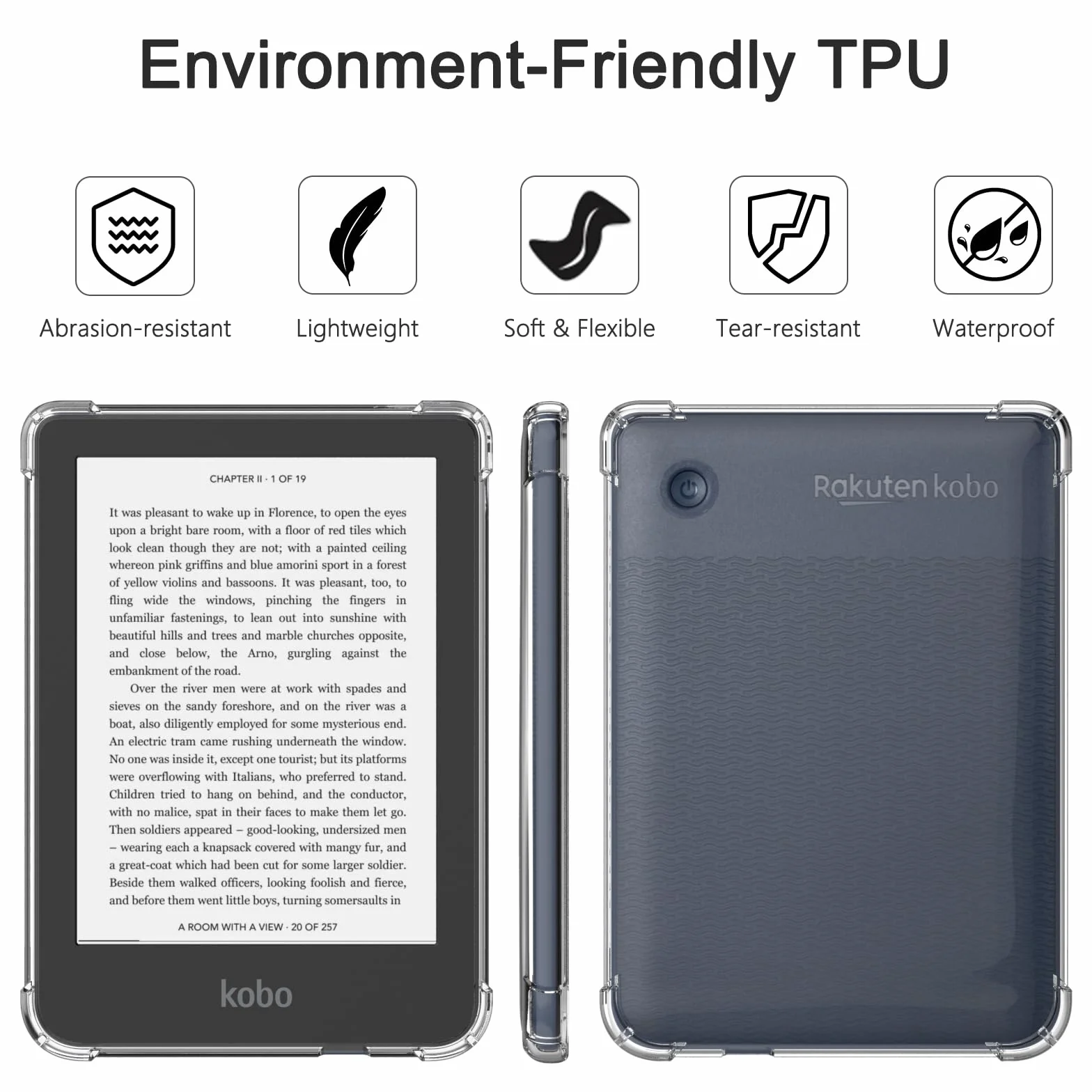 Vancle Funda para Kobo Clara Colour 6" / Clara BW 6" / Clara 2E 6" eReader (2024/2022), Carcasa Protectora Fina Transparente Anticaídas Reforzada