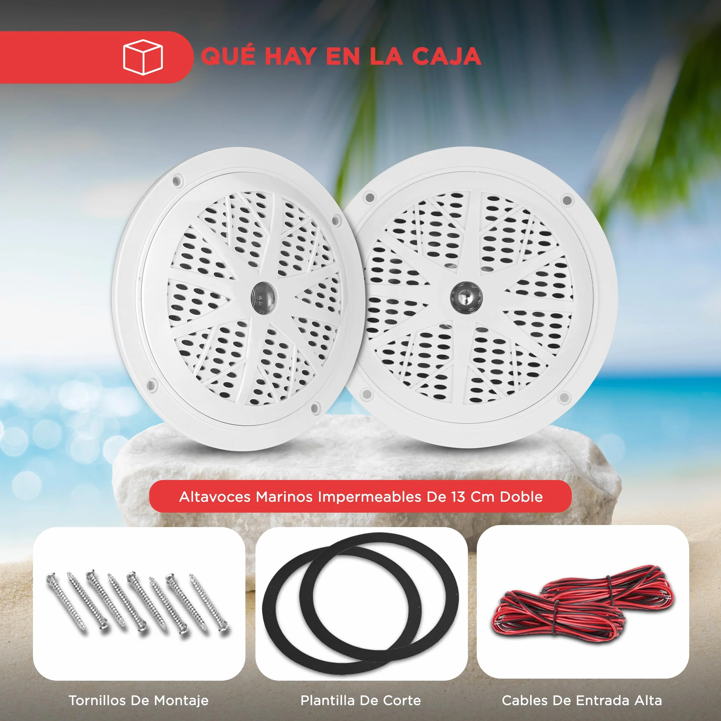 Pyle Altavoces Marinos Dobles, 5.25”. Sistema de Sonido estéreo para Exteriores, Resistente al Agua, 2 vías, Potencia 100 W