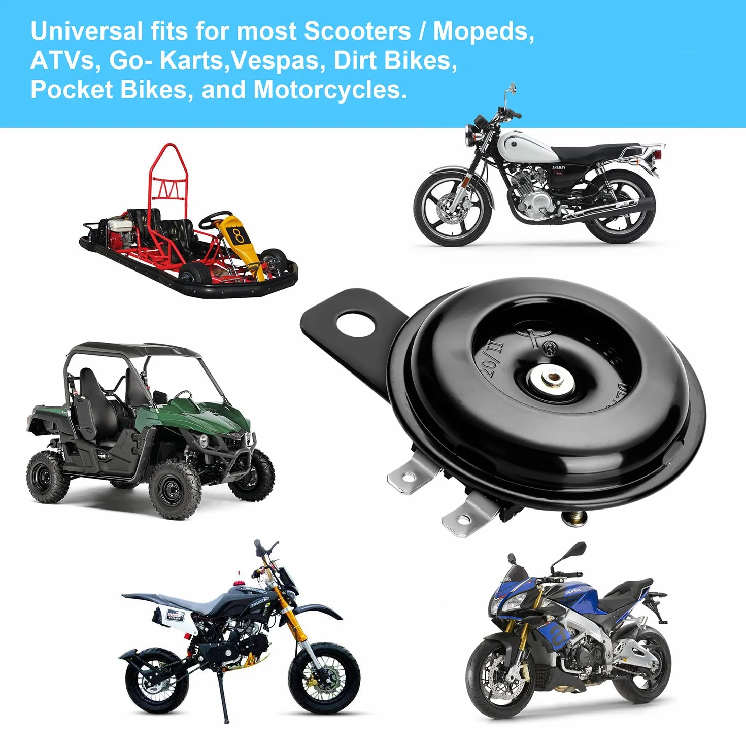 Claxon Moto Bocinas Impermeable DC 12V 1.5A 105db Universal para Scooters Motocicletas