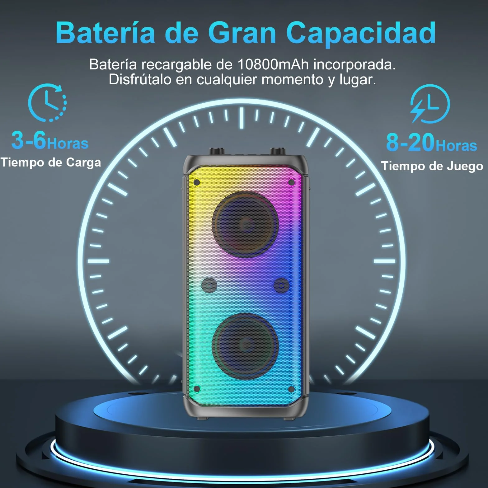 Máquina de Karaoke 2 Micrófonos Inalámbricos, Máquina de Karaoke Portátil para Adultos y Niños, Sistema PA con Luces LED, Altavoz Bluetooth Soporta para Tarjeta TF/USB, Entrada AUX, Rec,TWS