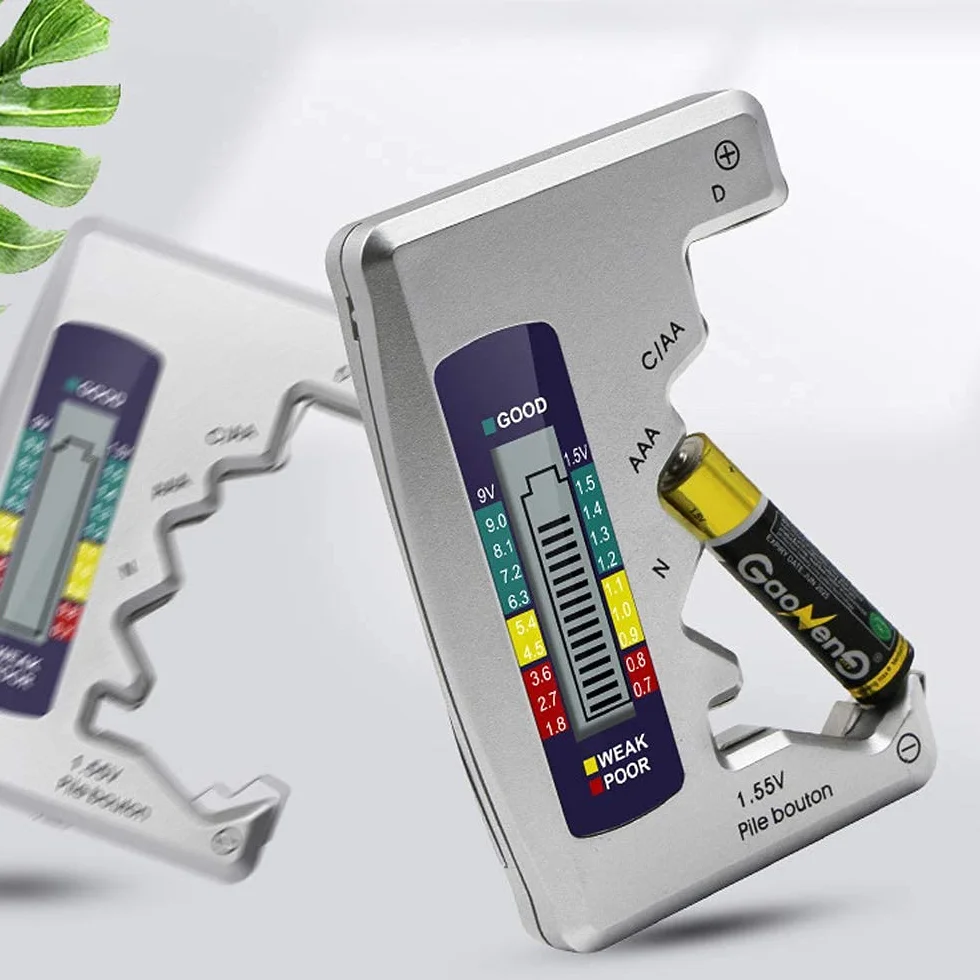 Gasea Comprobador De Batería Digital, Probador de Batería para Pilas de Botón, Medidor de Voltaje de Pilas Probador De Pilas Digital Comprobador de Capacidad de la Batería para AA, AAA, C, D, N, 9V