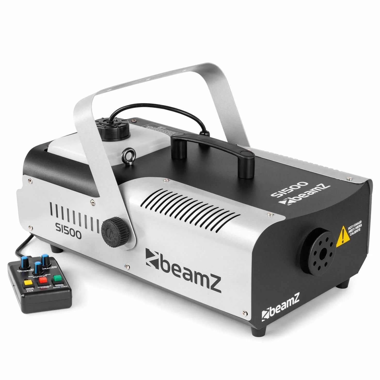 BeamZ S1500 Máquina de Humo con Líquido 1500 W, Máquina de Niebla incl. 5 Litros de Líquido de Humo, Control Remoto con Cable para Fiestas, Máquina de Humo para DJs, Fiestas en Casa, Bodas, Eventos.