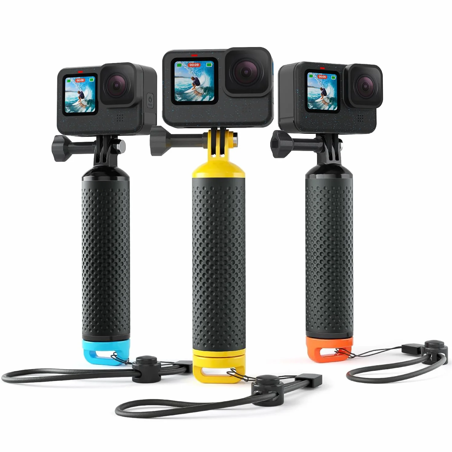 Flotante Mango Handler Empuñadura Flotador Palo Accesorio Compatible con GoPro Hero 13 12 11 10 9 8 7 6 5 Session dji Cámaras de Acción - Amarillo
