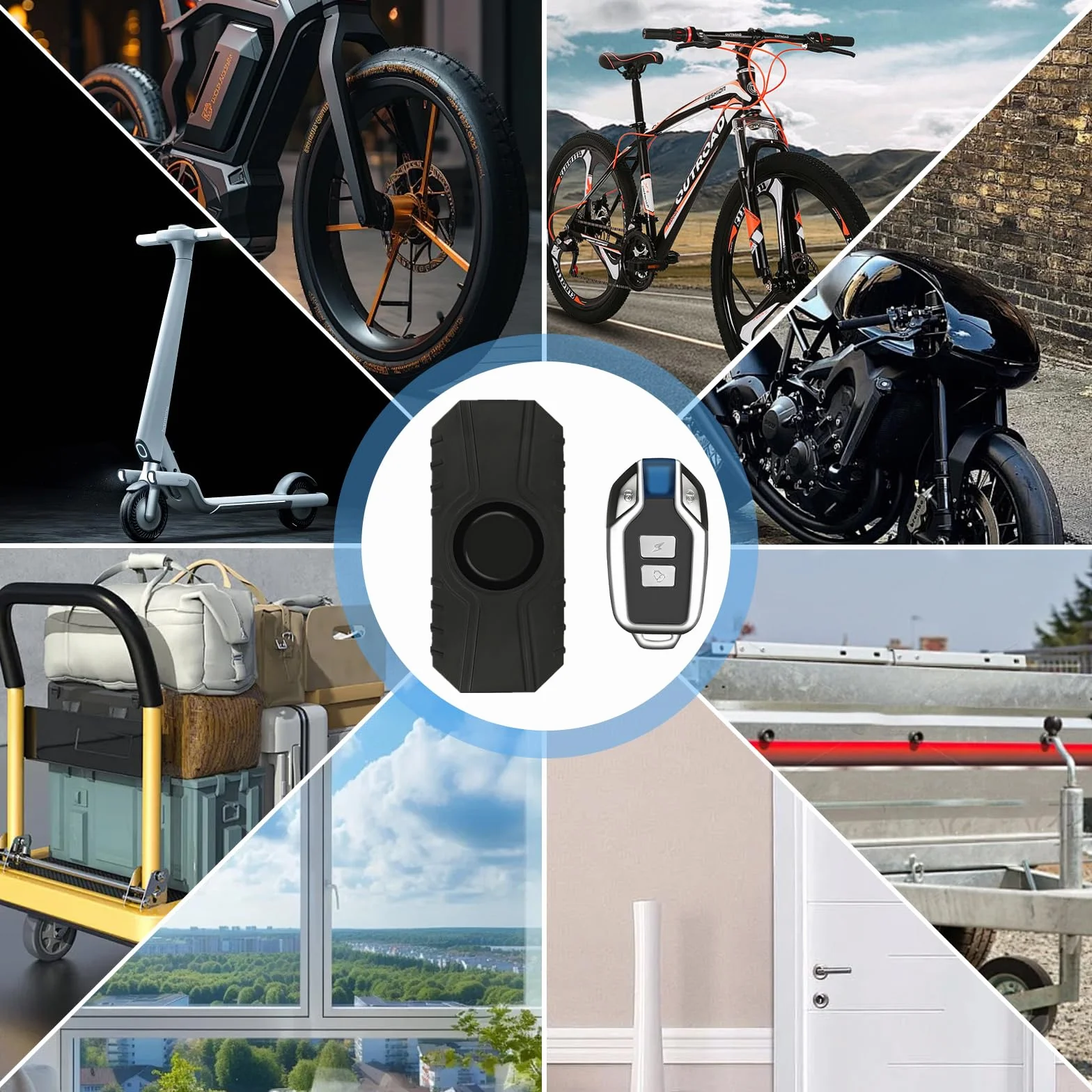 Sistema de alarma antirrobo para bicicleta, 113 dB, sensor de vibración, inalámbrico, antirrobo, sistema de alarma de seguridad con mando a distancia para bicicleta, moto, scooter