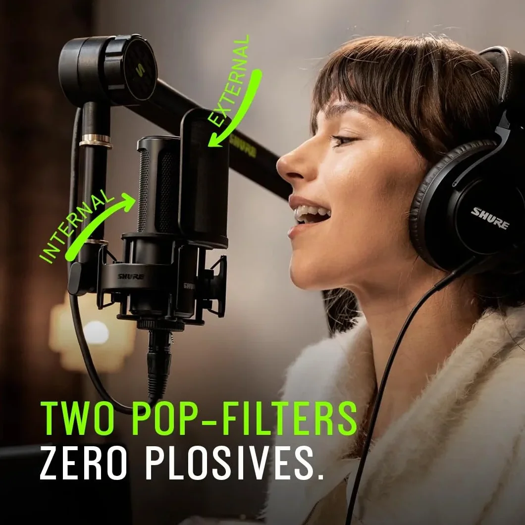Shure SM4 Kit de Micrófono de Estudio, Micrófono de Condensador para Estudio en Casa con Conexión XLR Optimizado para Voces Suaves e Instrumentos Ruidosos con Audio Listo para Mezclar (SM4-K-KIT)