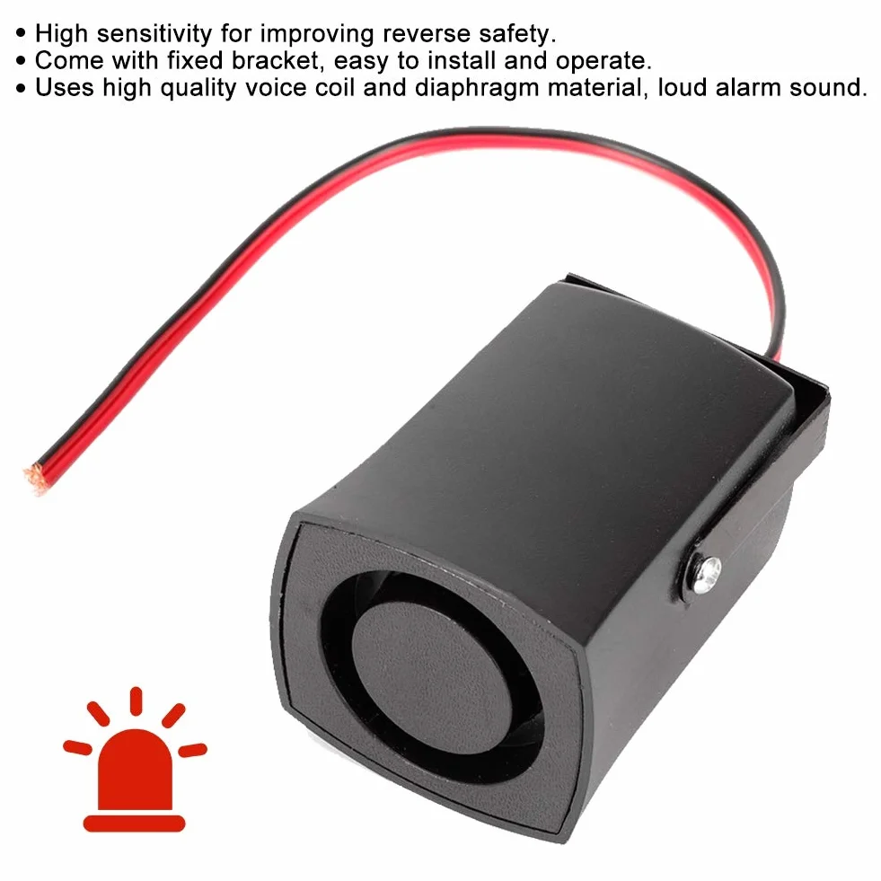 Buzzer Reverse Universal 12V 115db Alarma de marcha atrás para coche Bocina de respaldo Zumbador negro