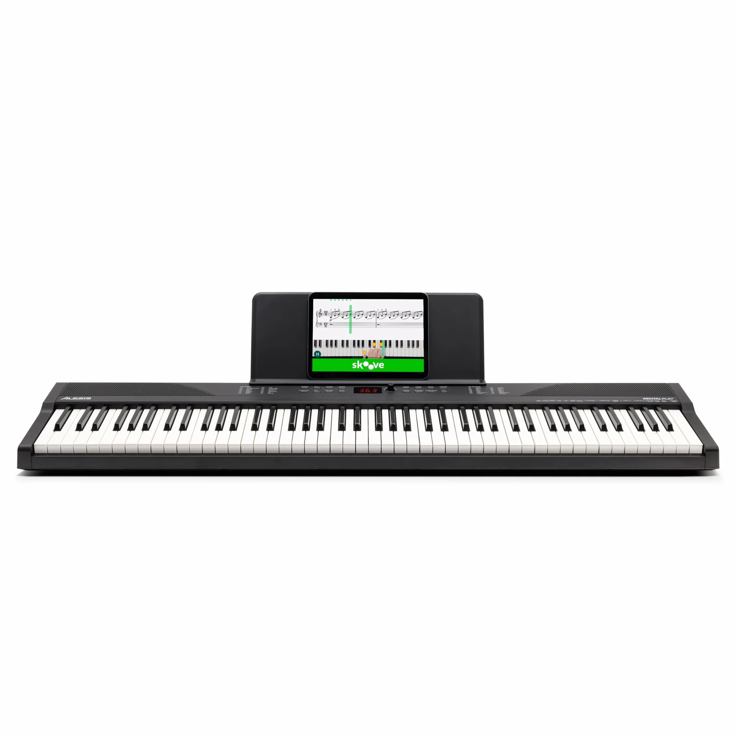 Alesis Teclado Piano con 88 Teclas y 480 Sonidos, Altavoces, MIDI USB, Estuche, Soporte, Auriculares, Pedal y Lecciones de Piano Incluidas