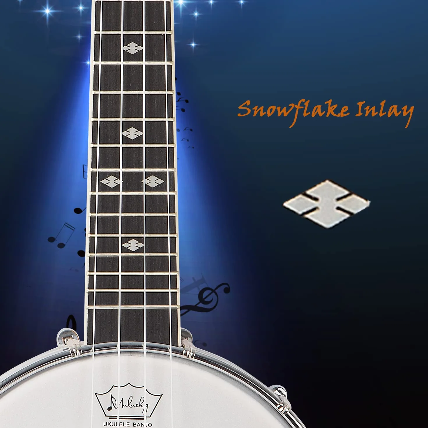 Mulucky Banjolele,BU8017,Juego de 4 cuerdas para ukelele de banjo, parte trasera cerrada de madera maciza, kit para principiantes con barra de armadura y bolsa de armadura