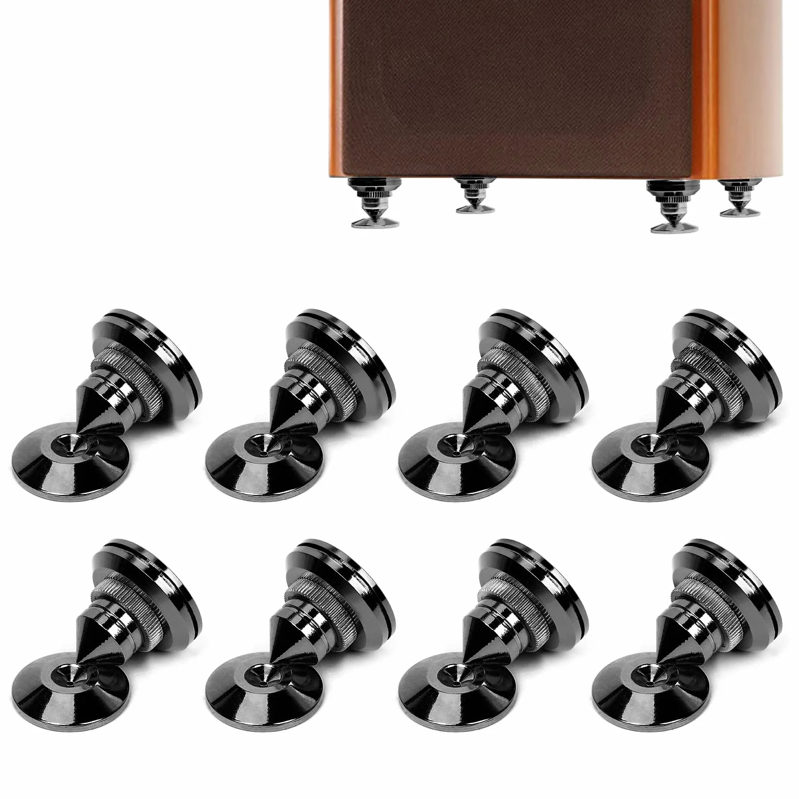 8 Picos de Aislamiento para Altavoces Puntas de Altavoz de Aleación de Almohadilla de Base de Choque del Altavoz Pinchos para Altavoces, Negro