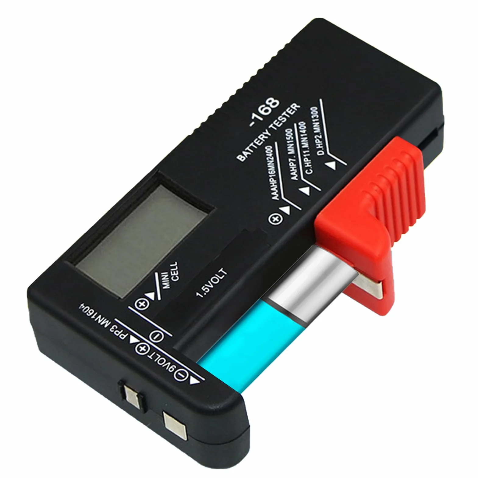 BT-168D Comprobador de Pilas Digital, Medidor Carga Pilas Universal con Pantalla LCD para AAA AA C D 9V 1.5V y Pilas de Botón