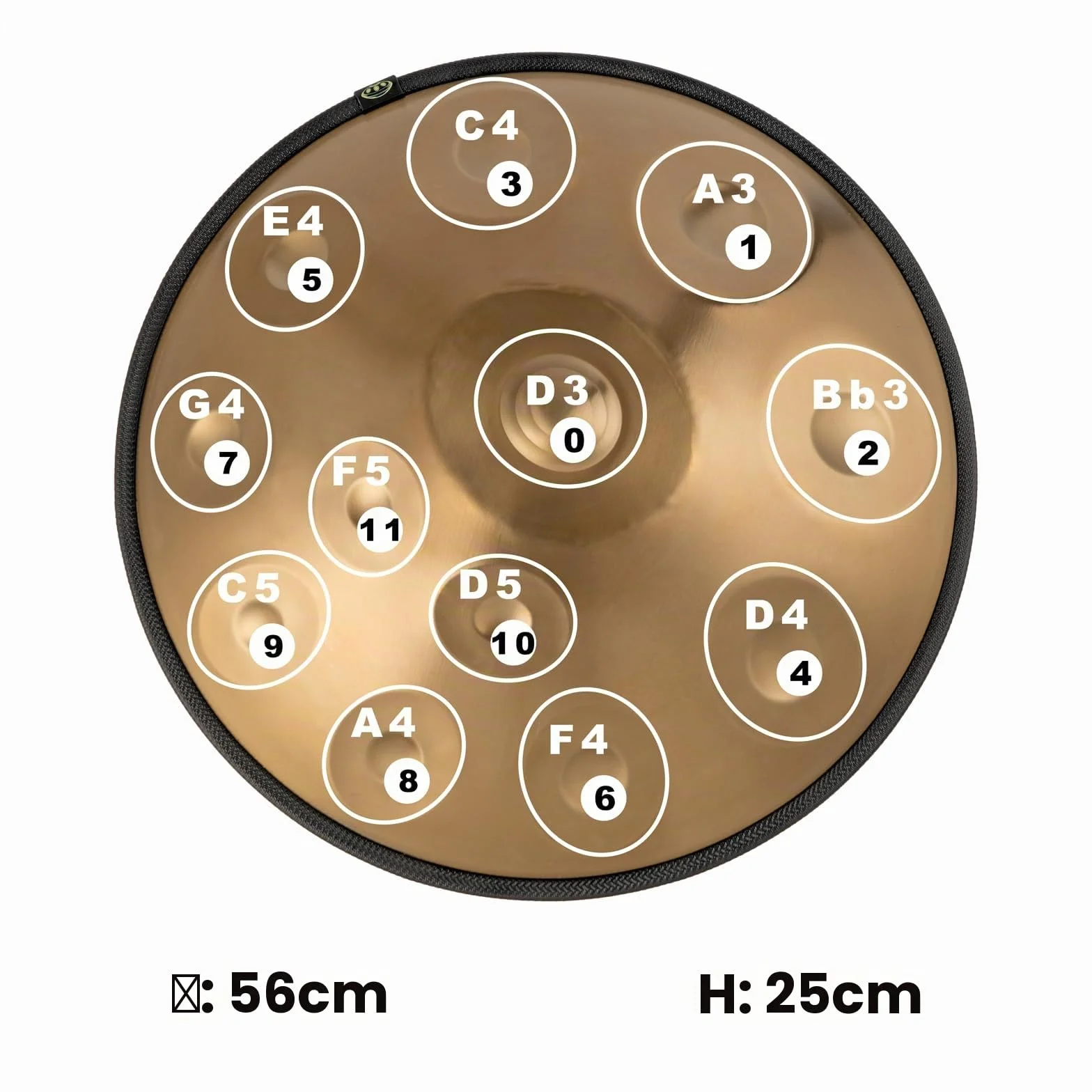 Handpan Drum Profesional Handpan 12 Notas 440 Hz 22 Pulgadas Hand pan drum D Menor Hand pan Music drum 12 notas Resonancia Cómoda Ideal para Principiantes en Sanación con Sonido, Meditación