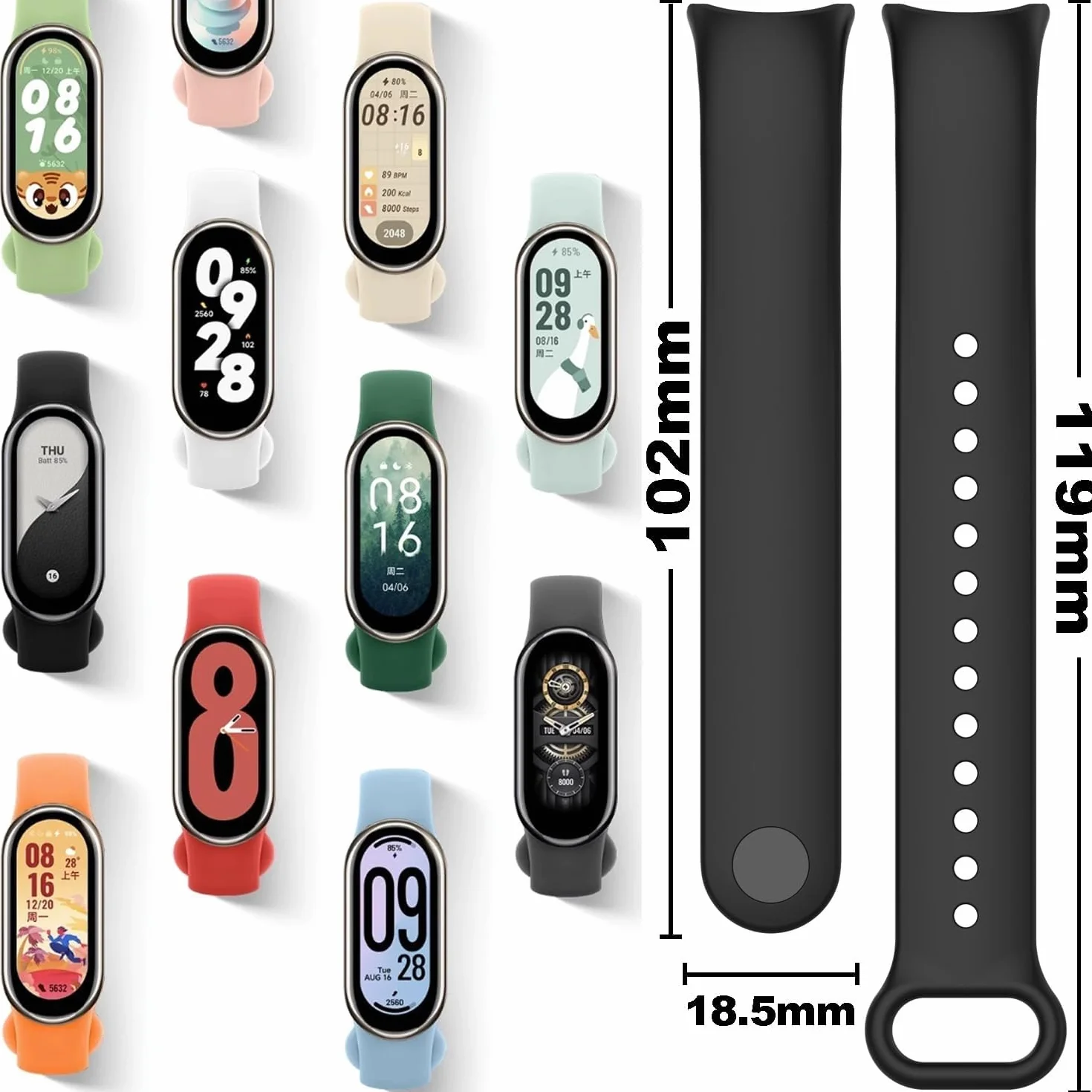 3-10 Piezas Correas de Repuesto Compatible con Xiaomi Smart Band 10/9/8, Deportivas Transpirables Ajustables con Liberación Rápida