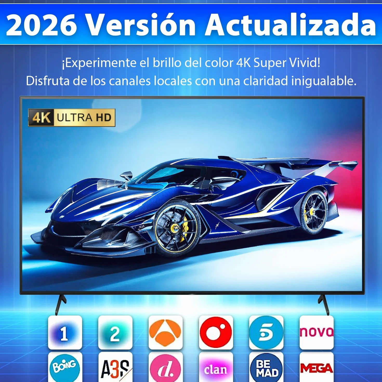 Antena TV Interior HD DVB-T2/DVB-T 4K/1080p Recepción 360° Base Magnética Fuerte