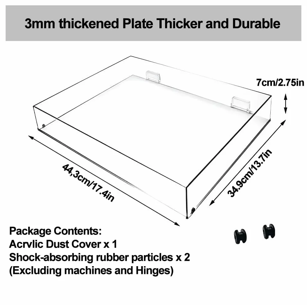 Cubierta antipolvo acrílica para tocadiscos Audio-Technica AT-LP120X LP120XBT | Tapa de repuesto de 3 mm para tocadiscos LP120xBT