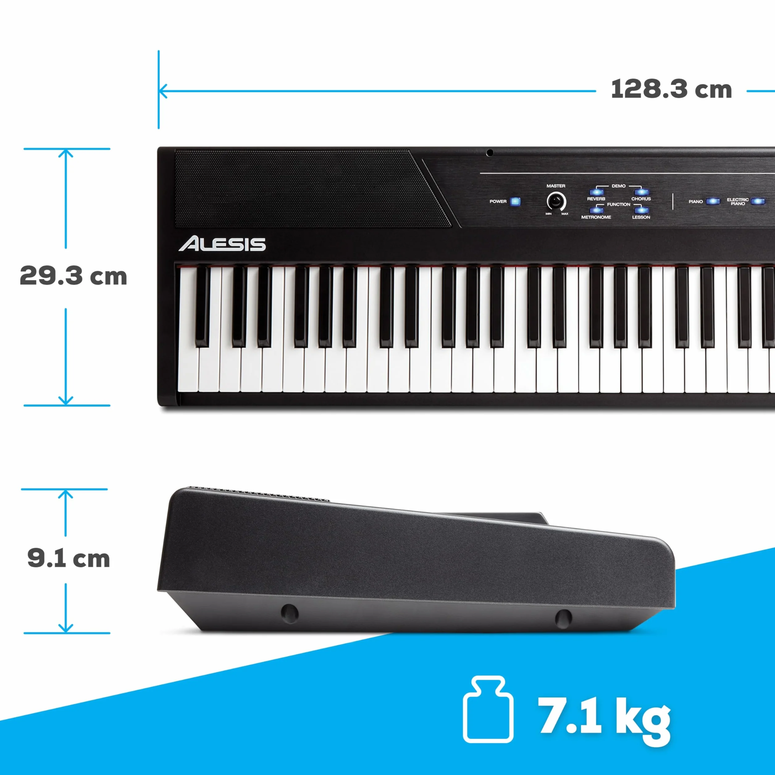Alesis Recital Piano Eléctrico 88 Teclas Semi Contrapesadas con Altavoces, Lecciones de Piano, Metrónomo y 5 Kits de Sonidos - Negro