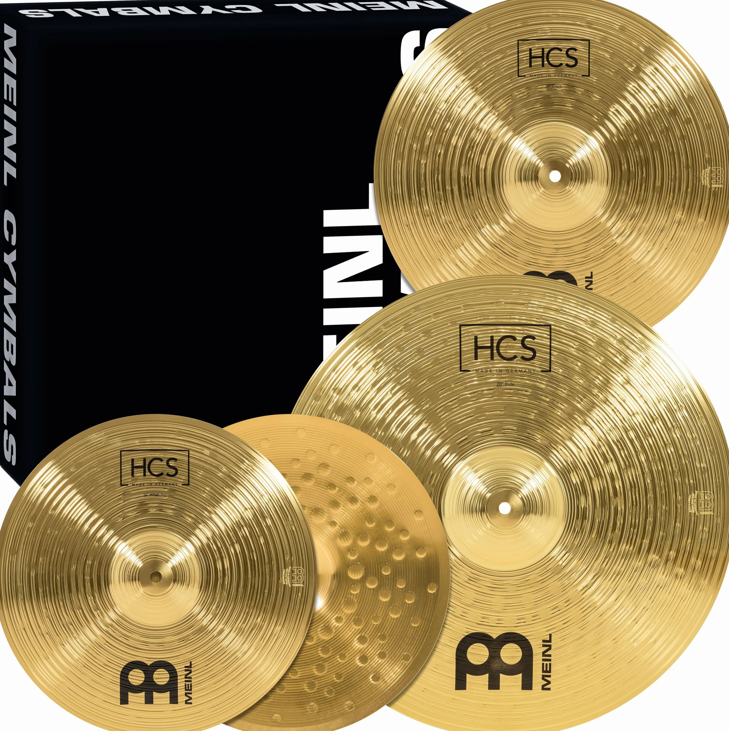 Meinl Cymbals HCS Complete Cymbal Set Pack - Juego de Platillos de Batería con 14 pulgadas Hihats, 16 Crash y 20 Ride – Latón, Acabado Tradicional (HCS141620)