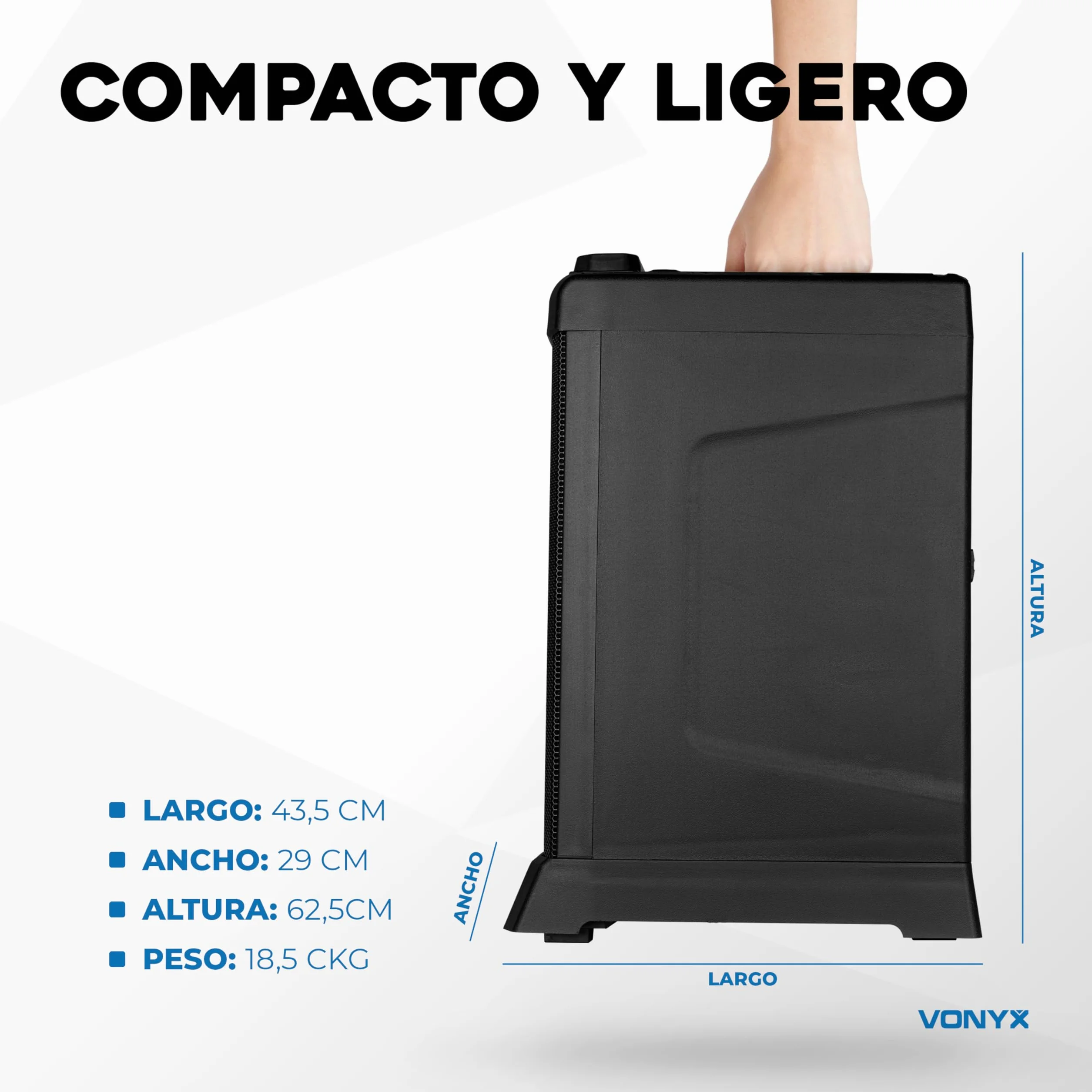 Vonyx VX820 – Altavoz de Columna Activo Line Array 400W con Bluetooth 5.0, Mezclador de 4 Canales y DSP, Sistema de Sonido Profesional portátil Plug and Play, Ideal para Eventos, Color Negro