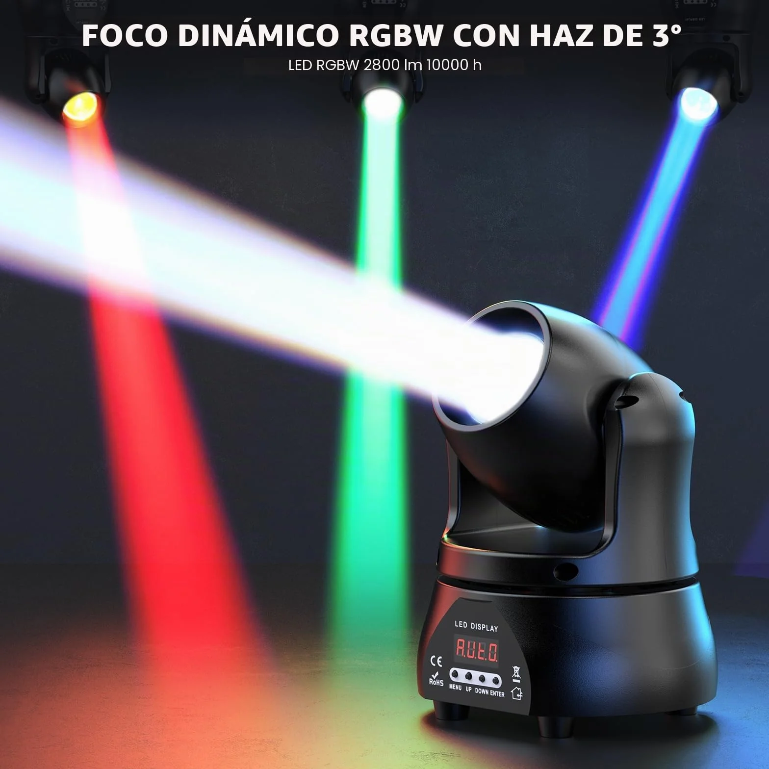 2 unidades 70W Beam Luces de Escenario Cabeza móvil, Mini Luz Disco LED RGBW DMX512 Juego de luz de noche Control de Voz Luz de Fiesta para Club Bar Halloween DJ